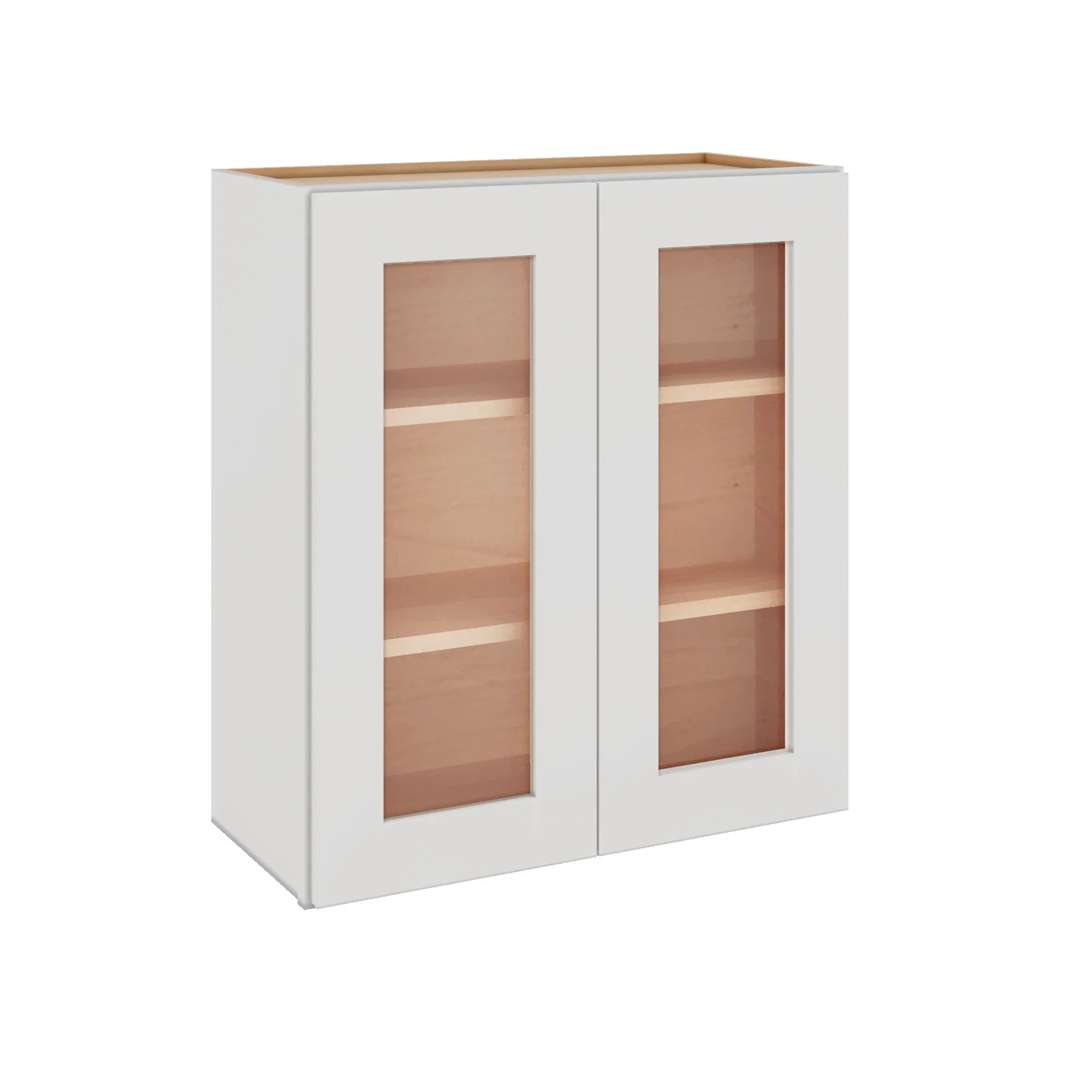 Modernform Cabinet White Shaker 30" W X 30" H X 12" D Double Glass Door Wall Cabinet