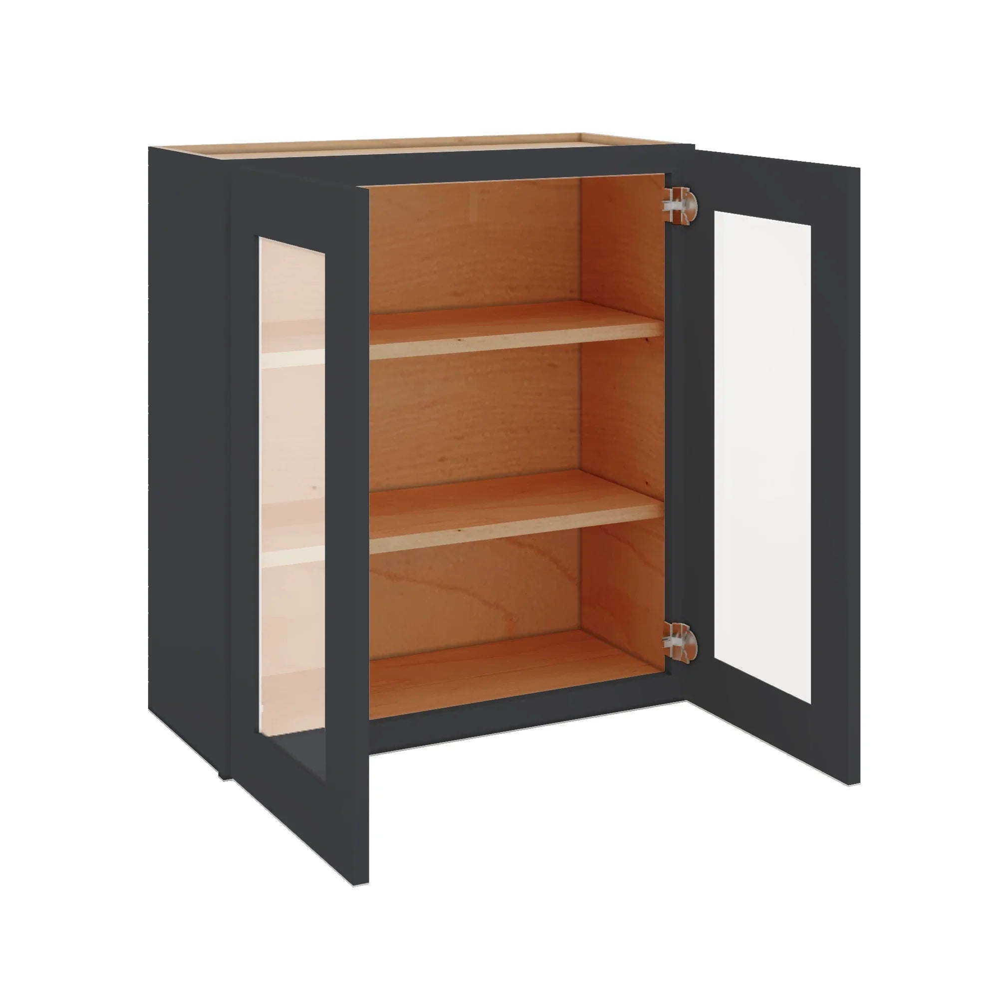 Modernform Cabinet Onyx Black Shaker 30" W X 30" H X 12" D Double Glass Door Wall Cabinet