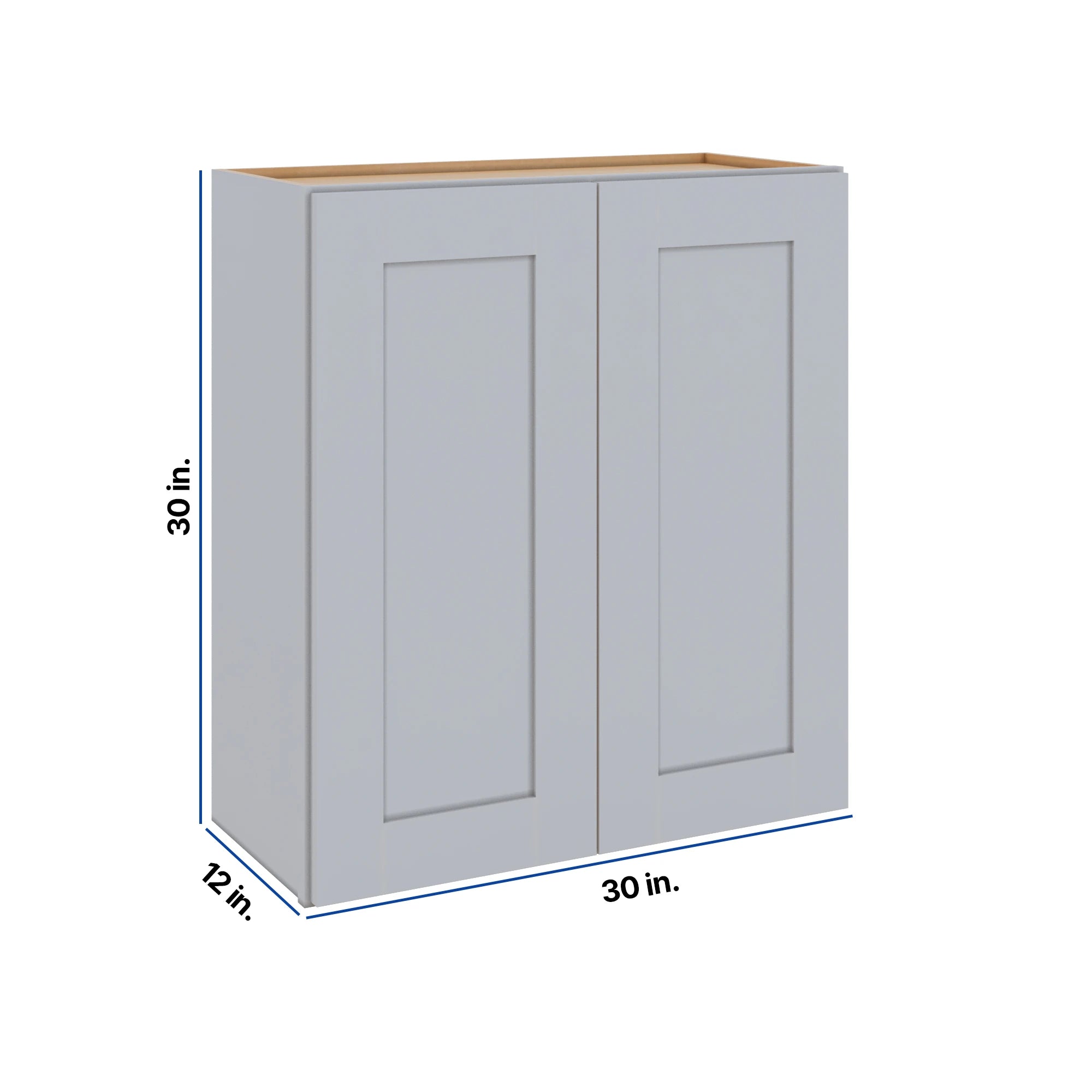 Modernform Cabinet Grey Shaker 30" W X 30" H X 12" D Double Door Wall Cabinet
