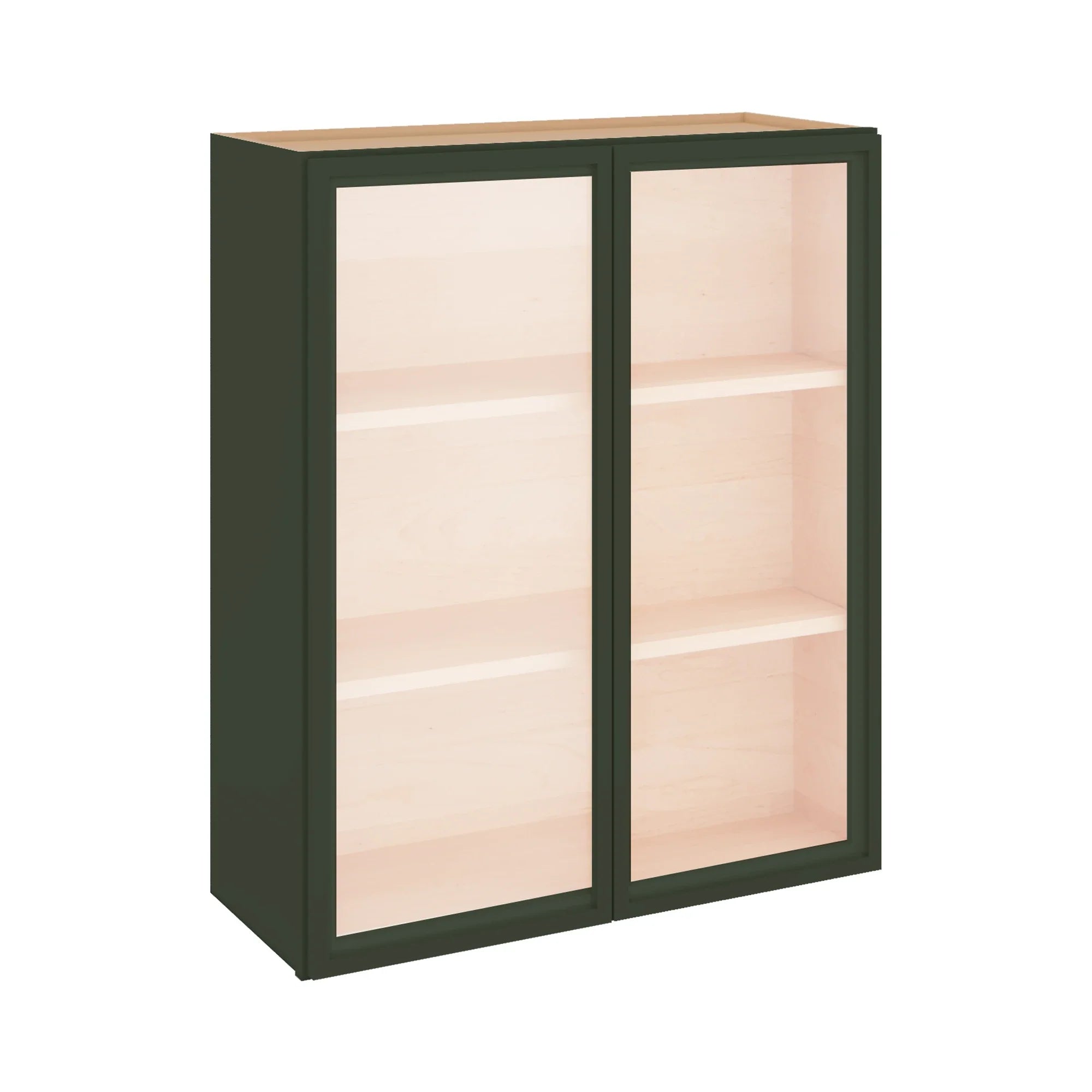 Modernform Cabinet Slim Sage Green 30" W X 36" H X 12" D Double Glass Door Wall Cabinet