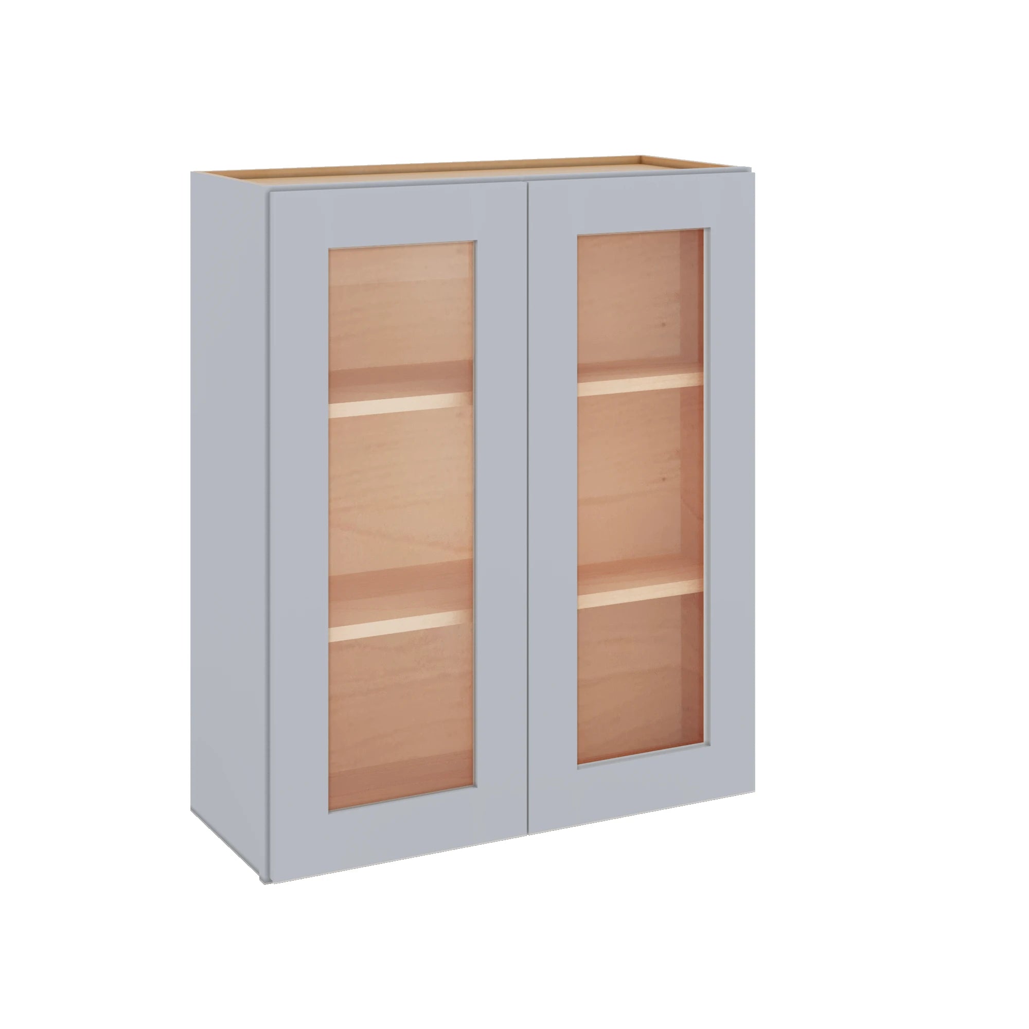 Modernform Cabinet Grey Shaker 30" W X 36" H X 12" D Double Glass Door Wall Cabinet