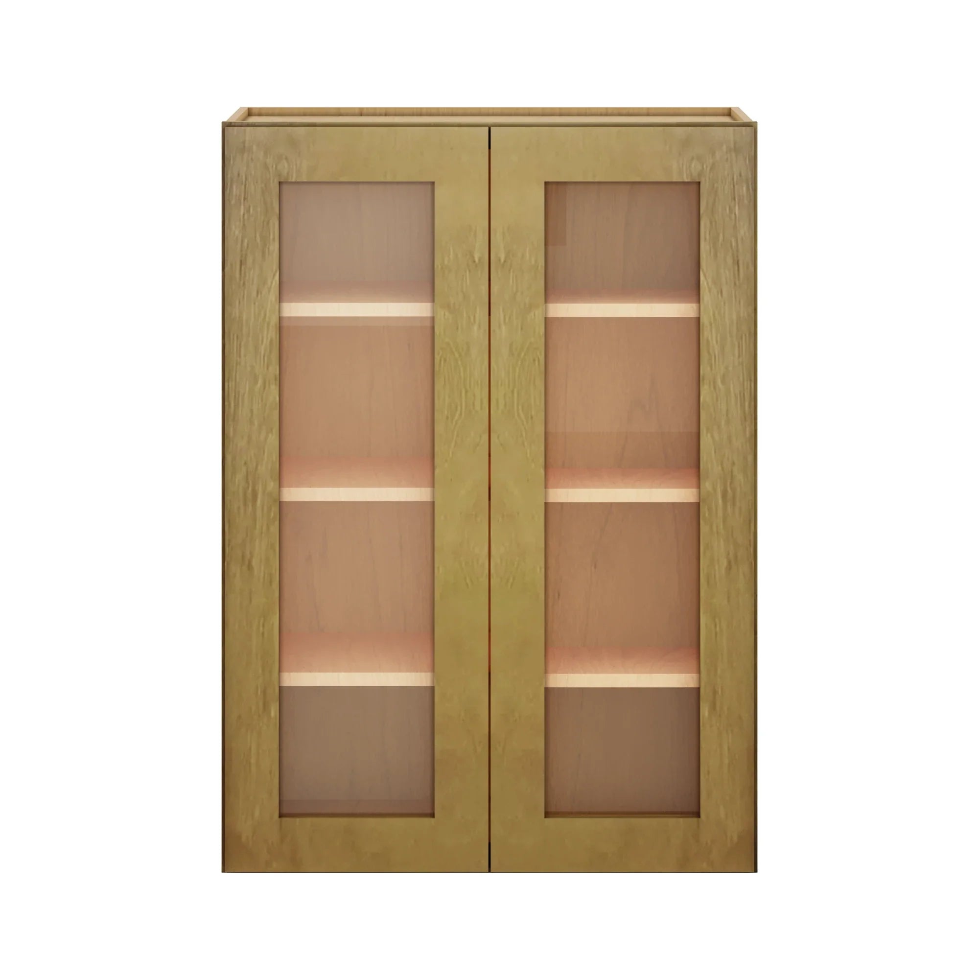 Modernform Cabinet Natural Shaker 30" W X 42" H X 12" D Double Glass Door Wall Cabinet