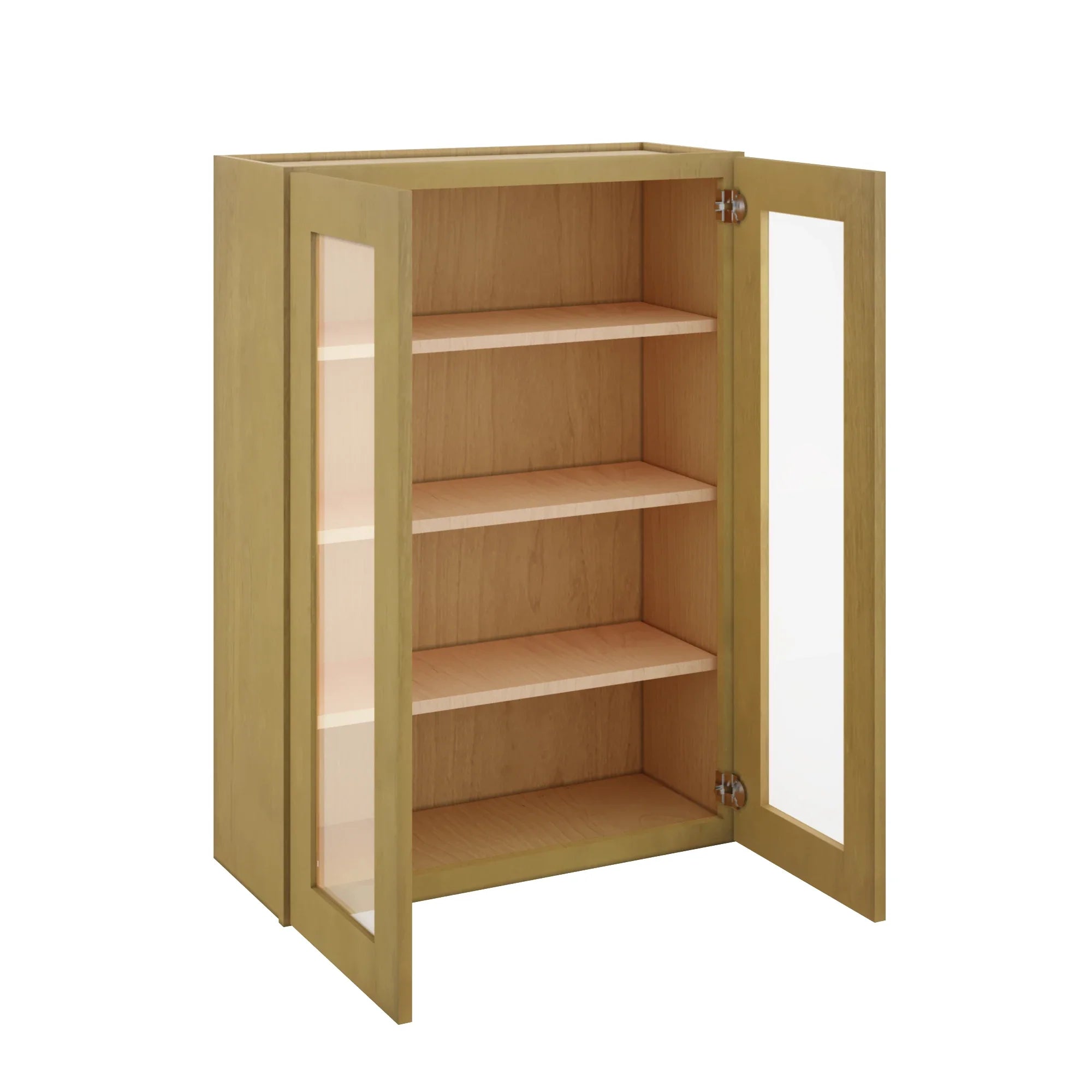 Modernform Cabinet Natural Shaker 30" W X 42" H X 12" D Double Glass Door Wall Cabinet