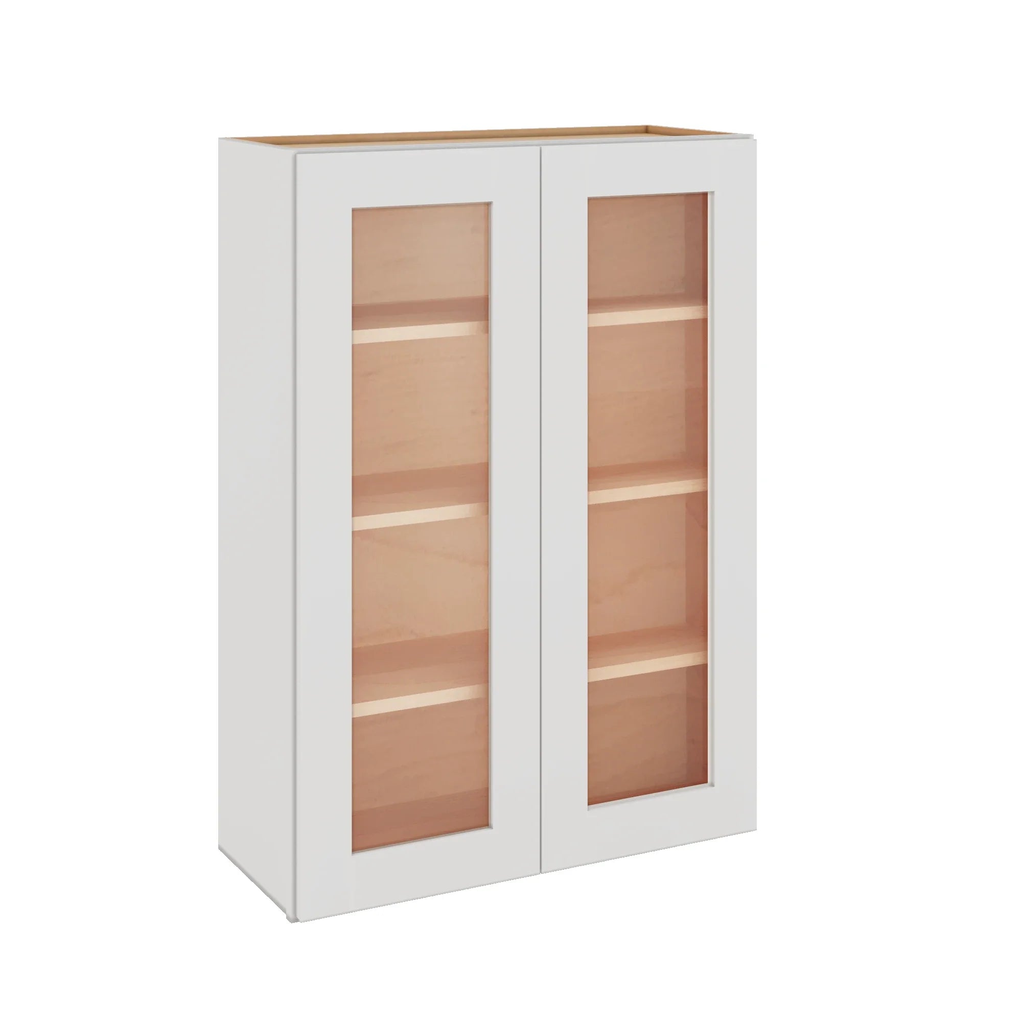 Modernform Cabinet White Shaker 30" W X 42" H X 12" D Double Glass Door Wall Cabinet