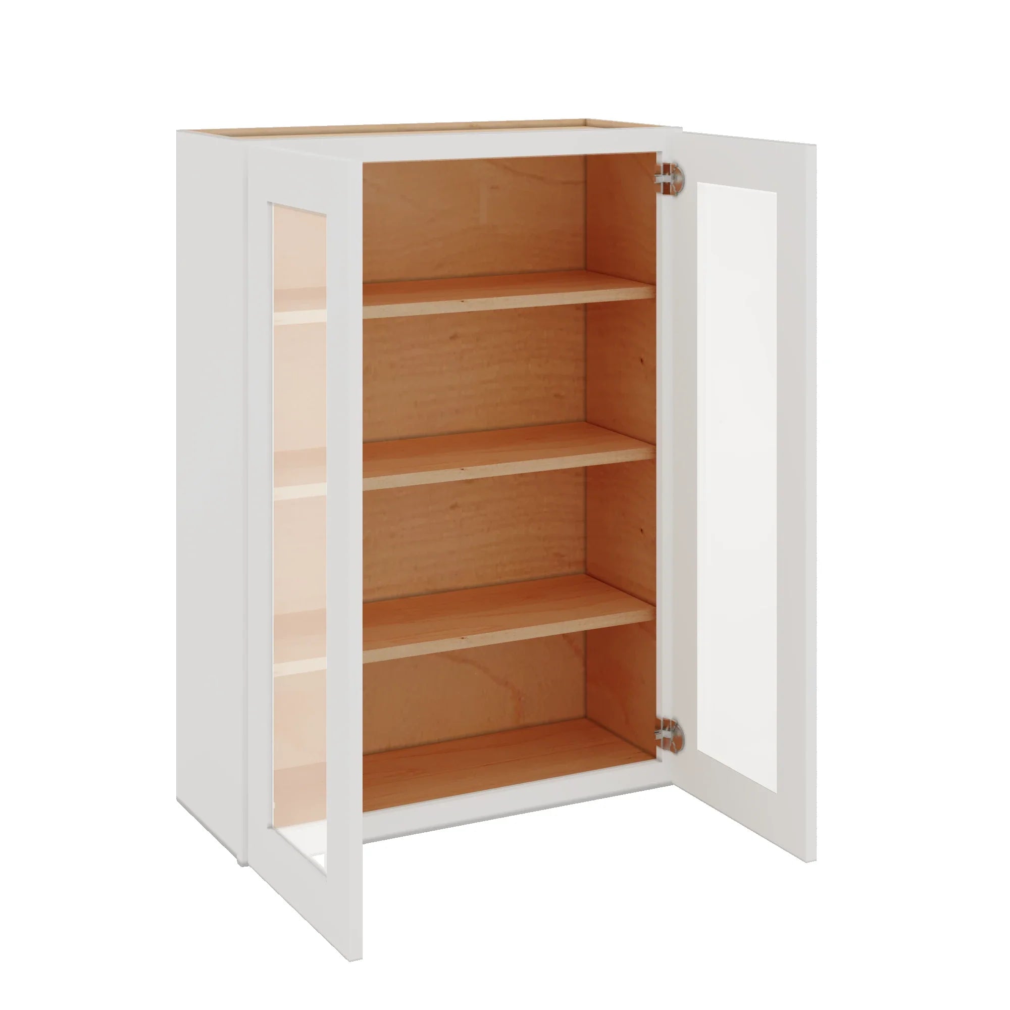 Modernform Cabinet White Shaker 30" W X 42" H X 12" D Double Glass Door Wall Cabinet