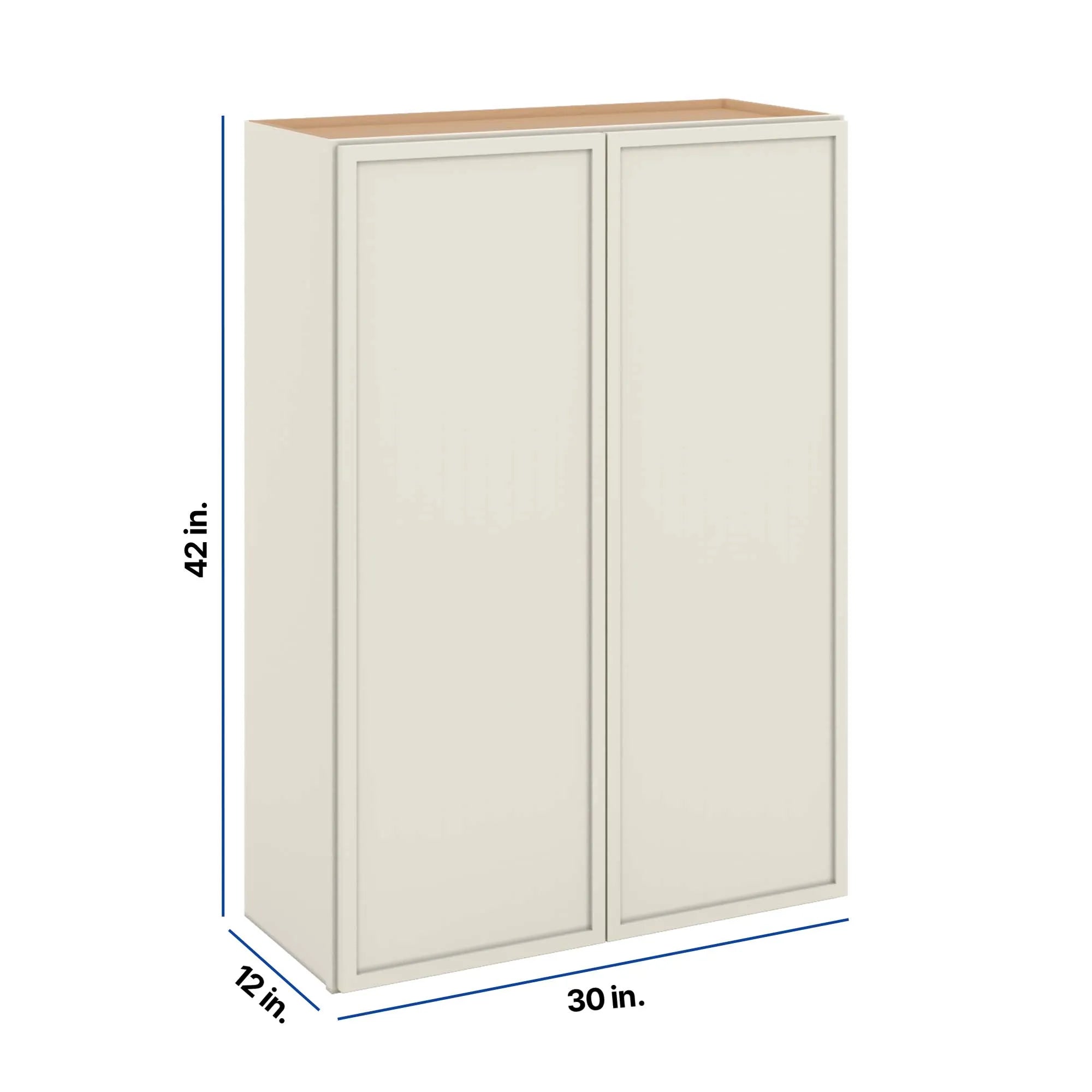 Modernform Cabinet Slim Dove White 30" W X 42" H X 12" D Double Door Wall Cabinet