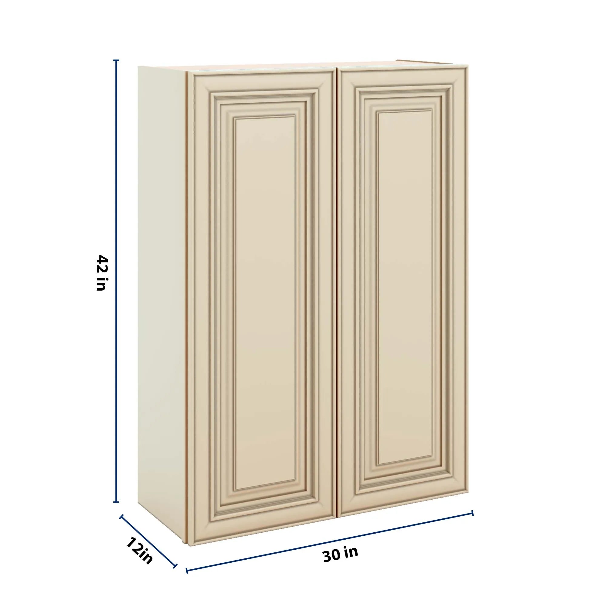 J&K Creme Glazed A7 Double Door Wall Cabinet - 30" W x 42" H