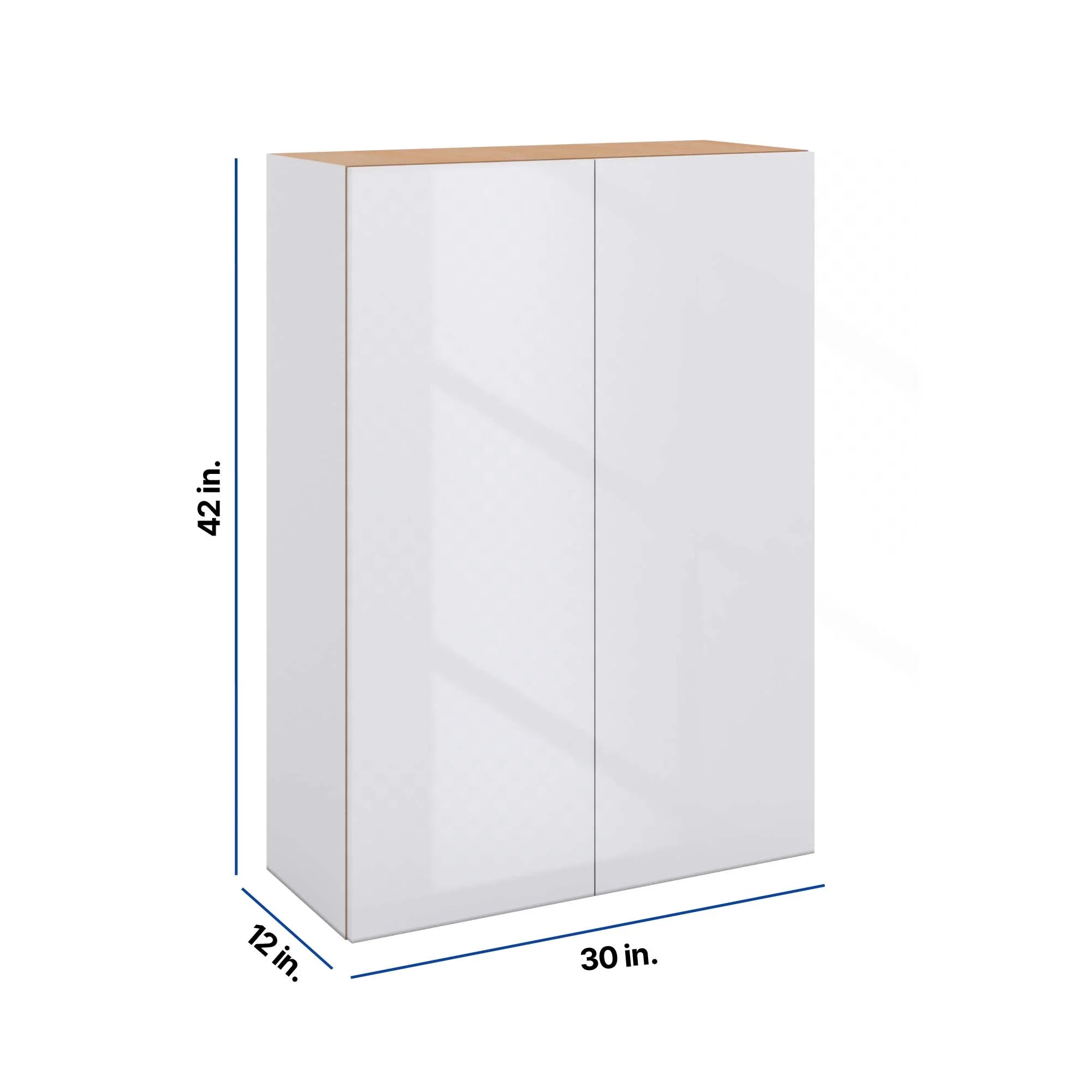 Modernform Cabinet Gloss White 30" W X 42" H X 12" D Double Door Wall Cabinet