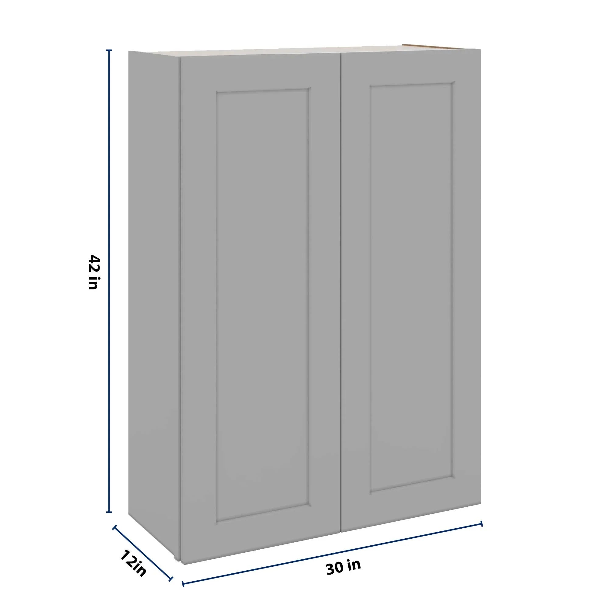 J&K Castle Grey S5 Double Door Wall Cabinet - 30" W x 42" H