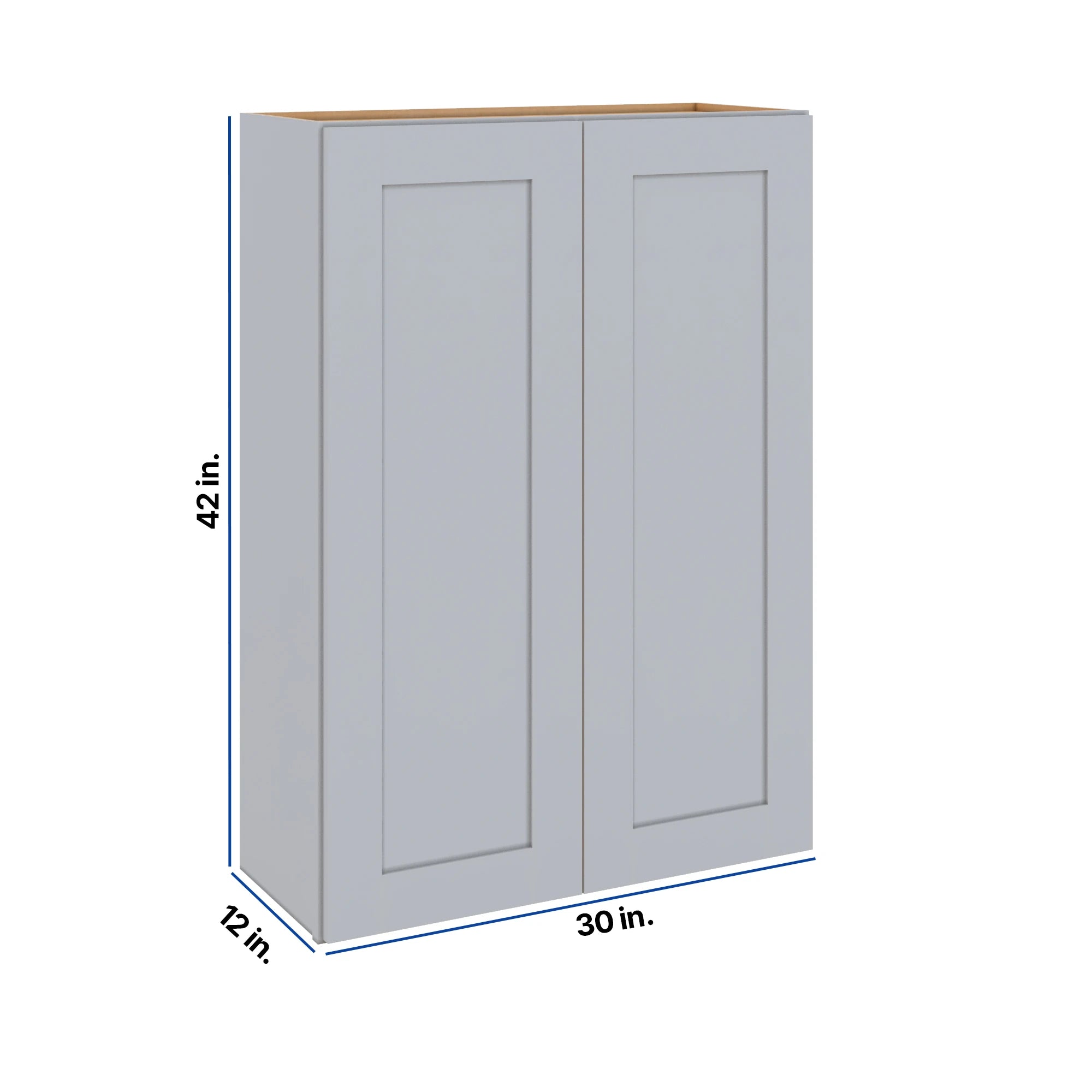 Modernform Cabinet Grey Shaker 30" W X 42" H X 12" D Double Door Wall Cabinet