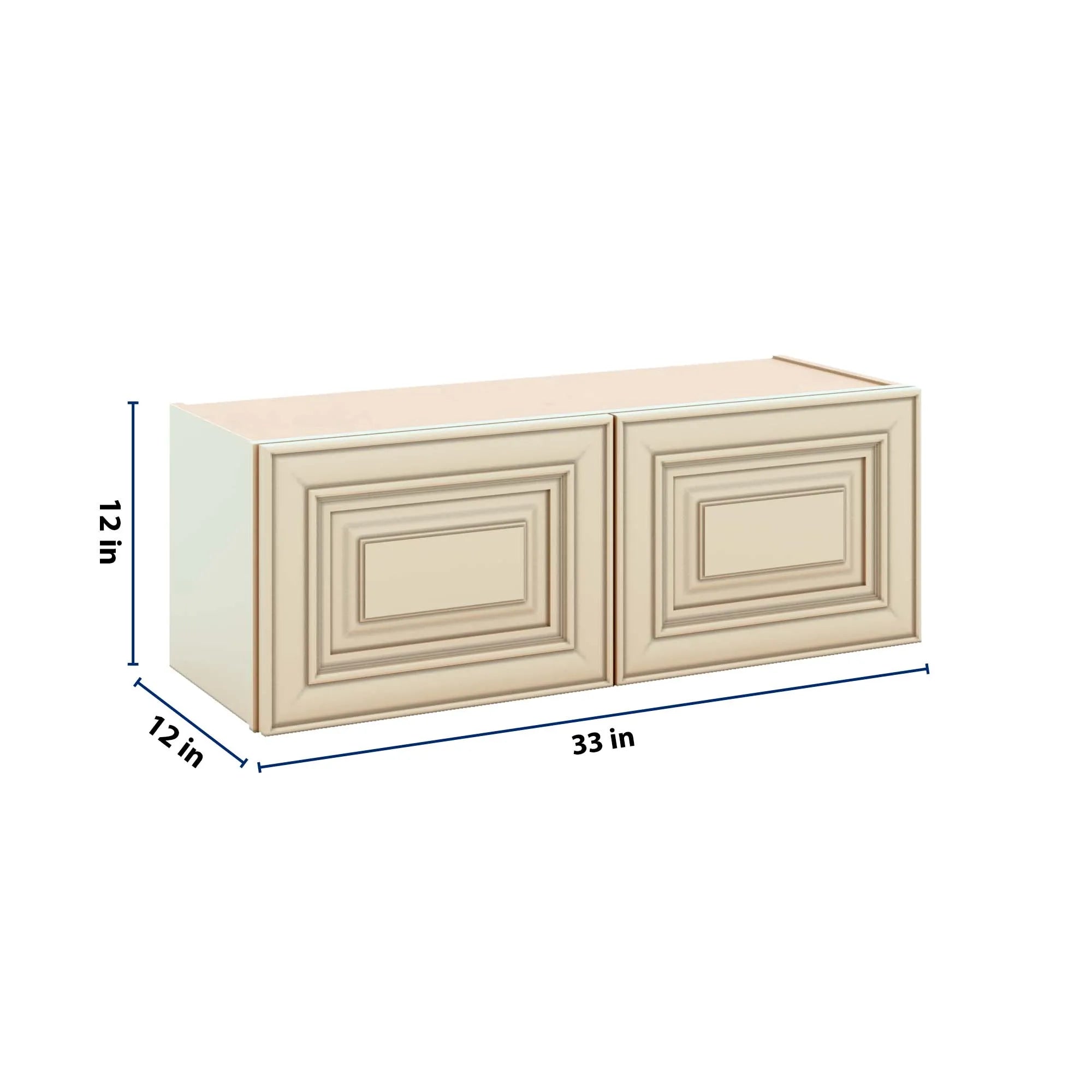 J&K Creme Glazed A7 Double Door Wall Cabinet - 33" W x 12" H
