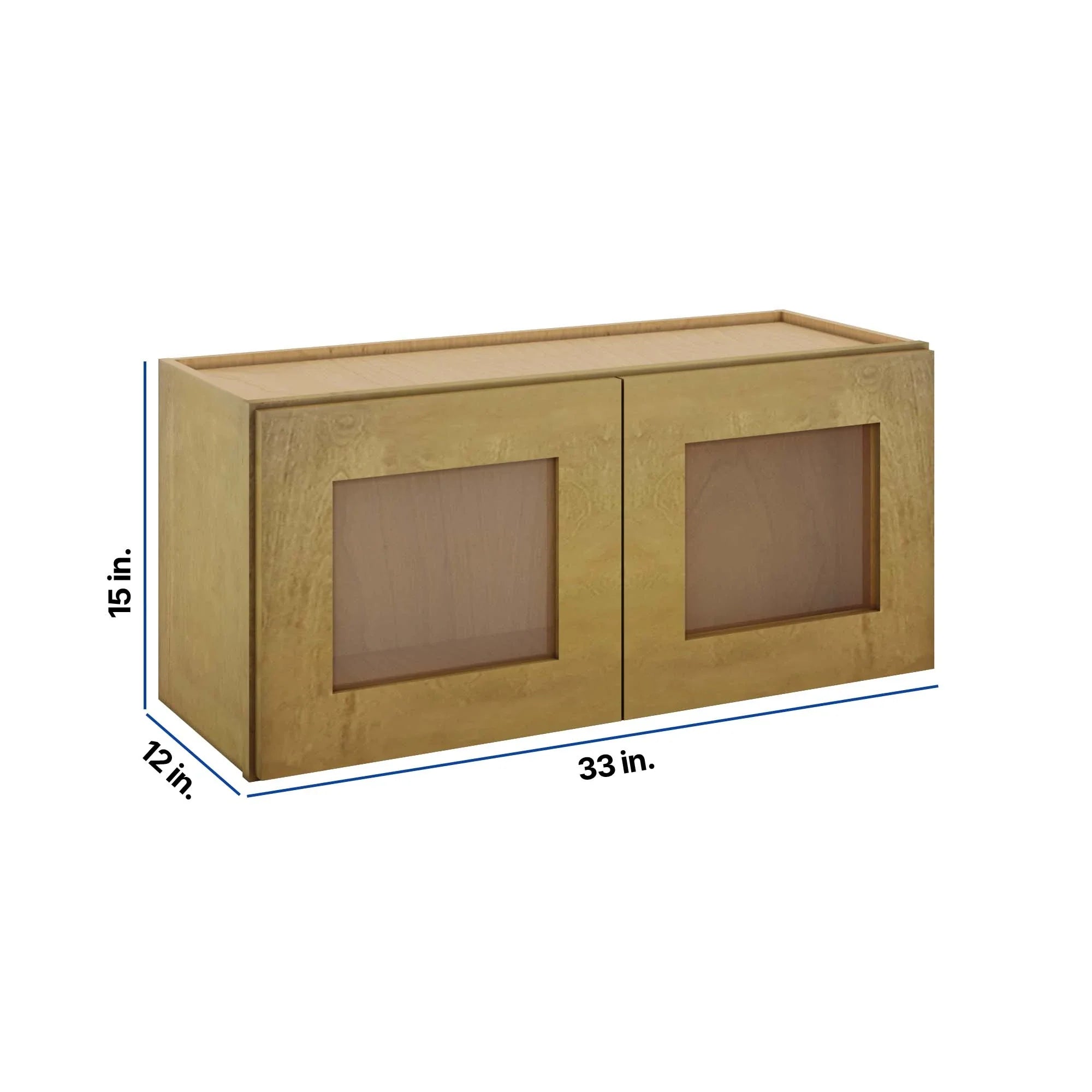 Modernform Cabinet Natural Shaker 33" W X 15" H X 12" D Double Glass Door Wall Cabinet