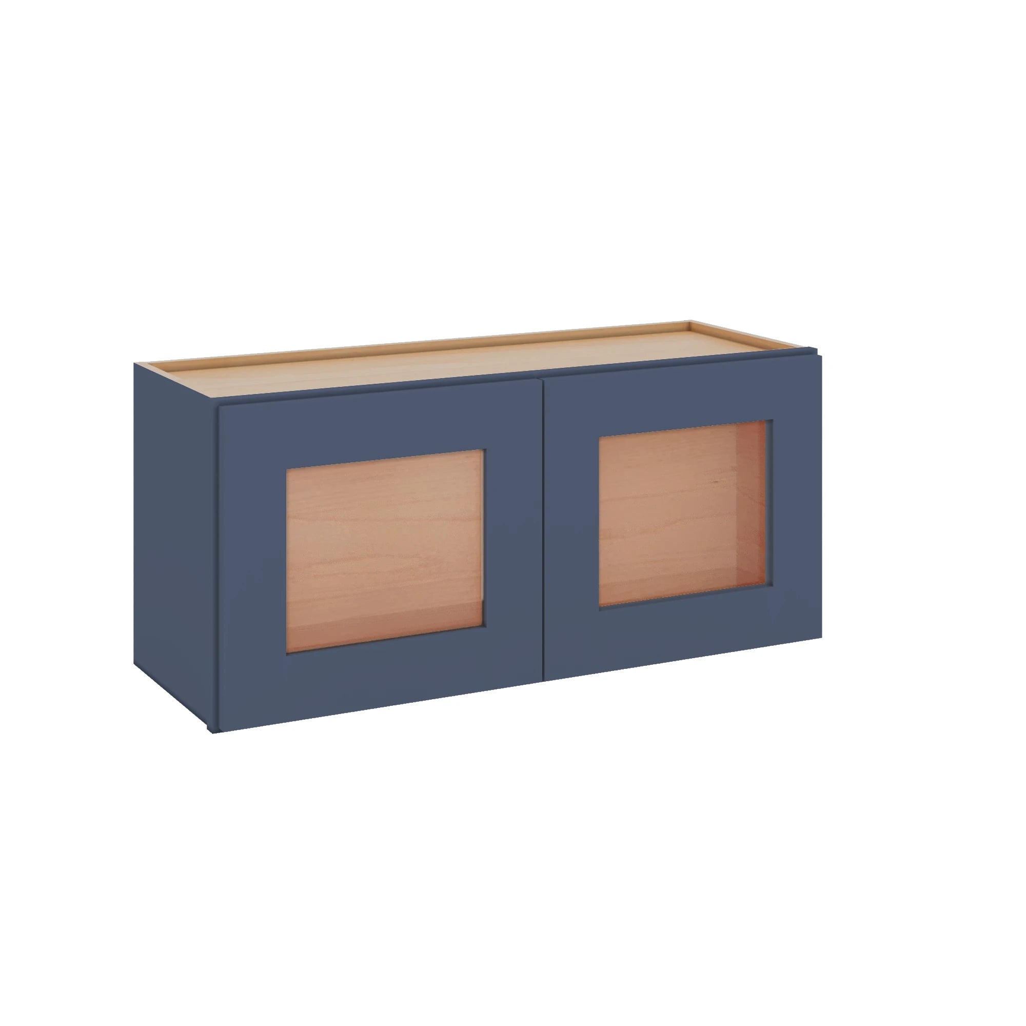 Modernform Cabinet Signature Blue 33" W X 15" H X 12" D Double Glass Door Wall Cabinet