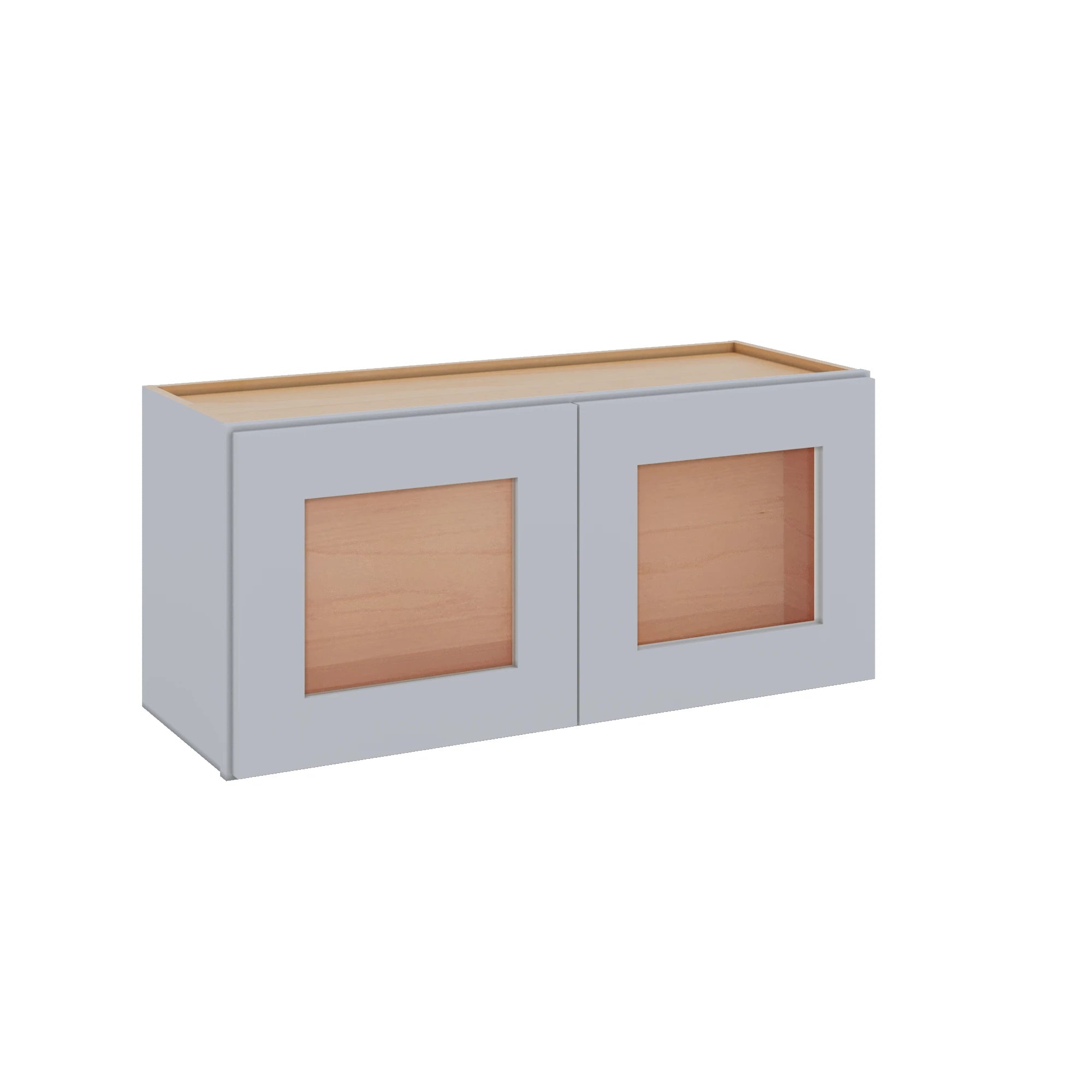 Modernform Cabinet Grey Shaker 33" W X 15" H X 12" D Double Glass Door Wall Cabinet