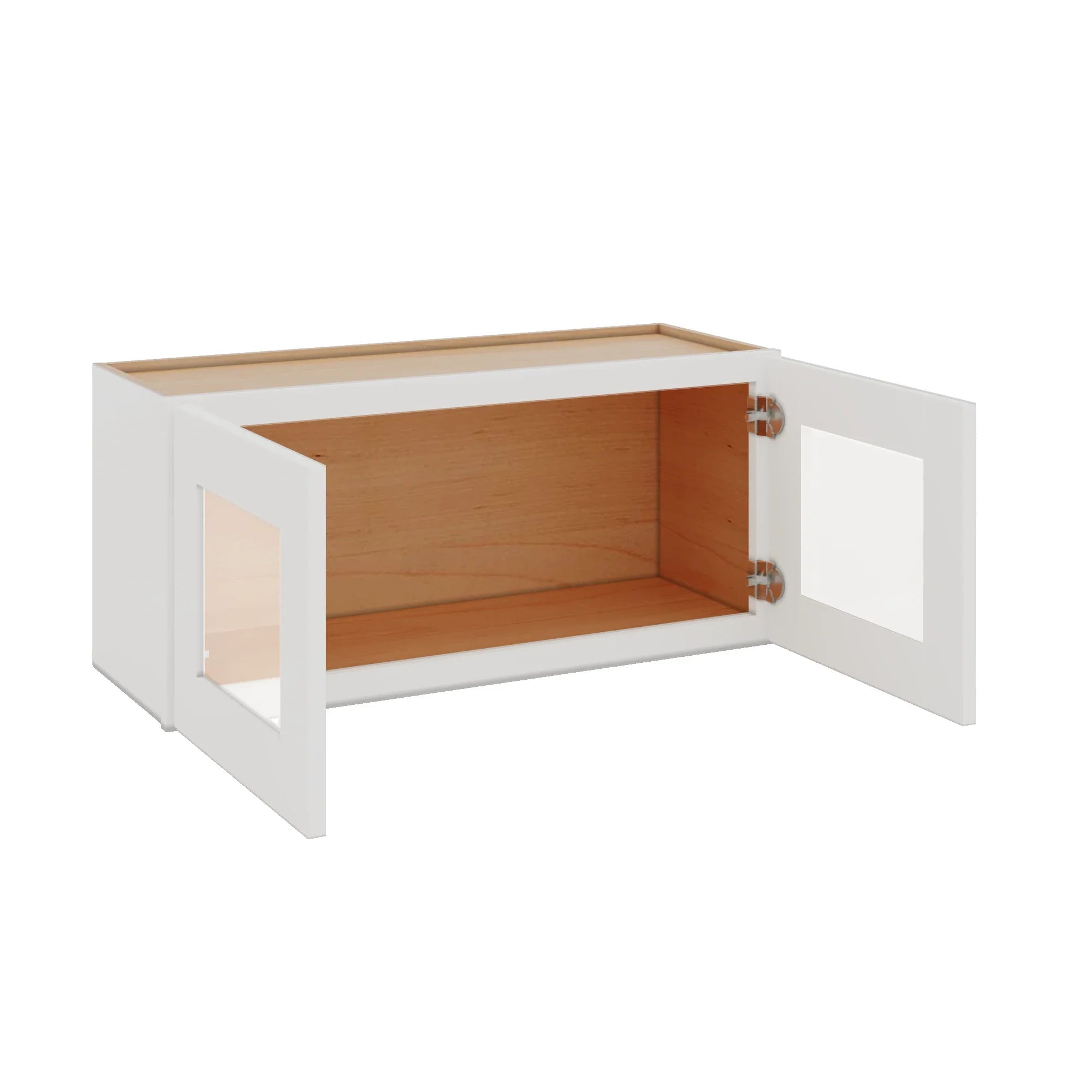 Modernform Cabinet White Shaker 33" W X 15" H X 12" D Double Glass Door Wall Cabinet