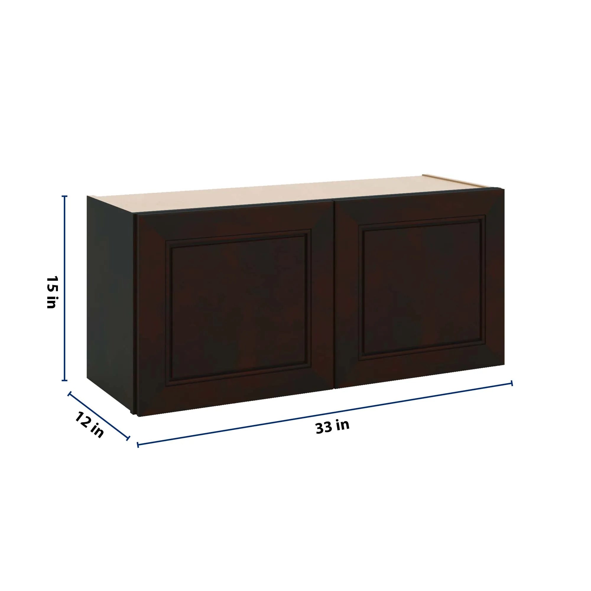 J&K Espresso K8 Double Door Wall Cabinet - 33" W x 15" H