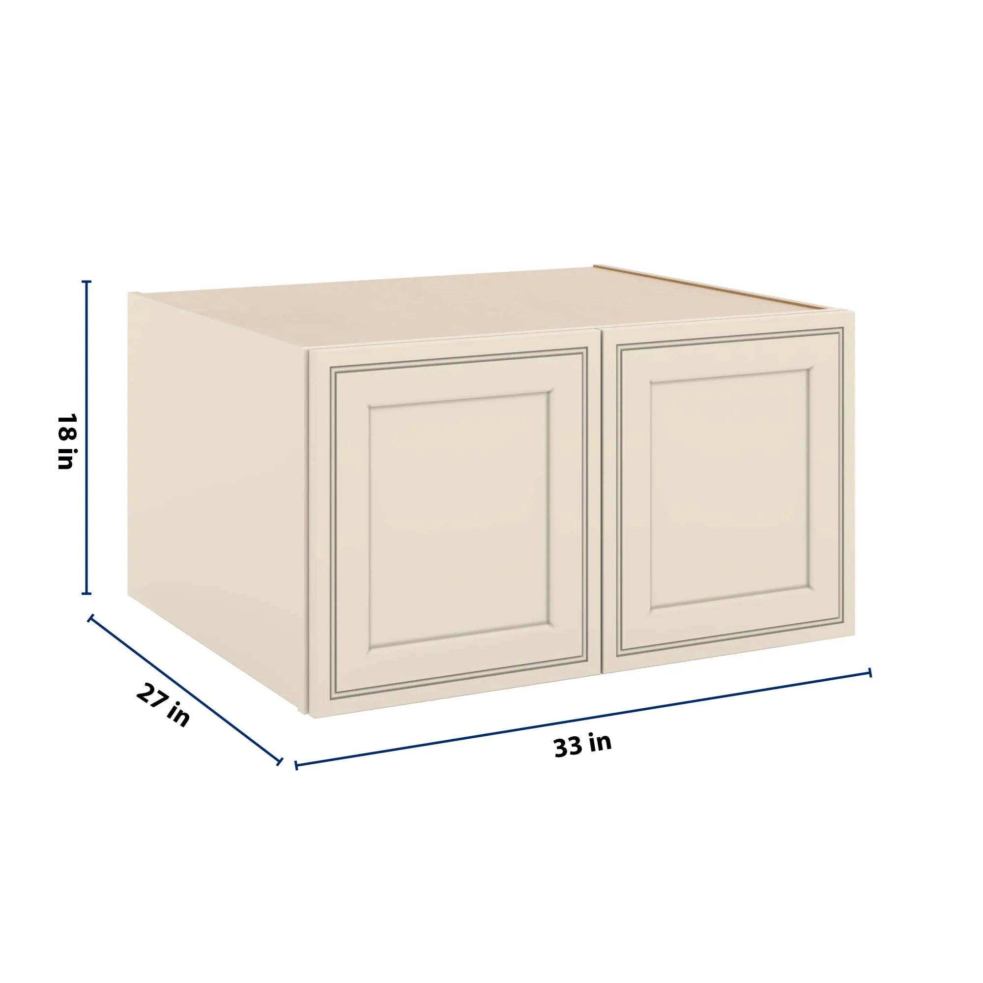 J&K Pearl Glazed H9 Refrigerator Wall Cabinet - 33" W x 18" H x 27" D
