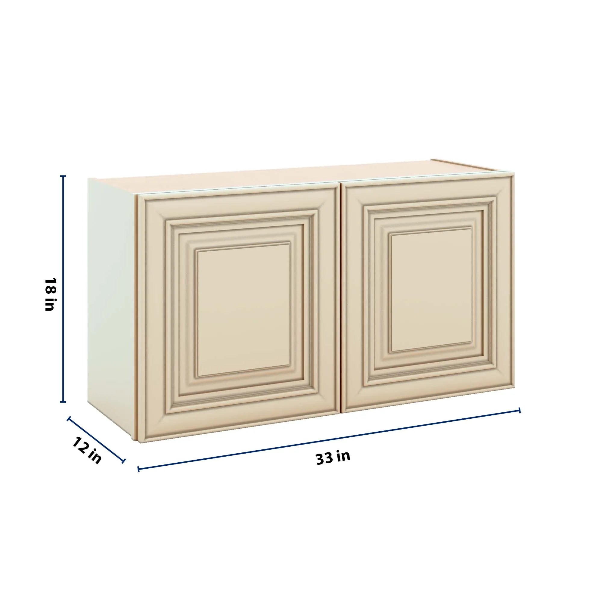 J&K Creme Glazed A7 Double Door Wall Cabinet - 33" W x 18" H