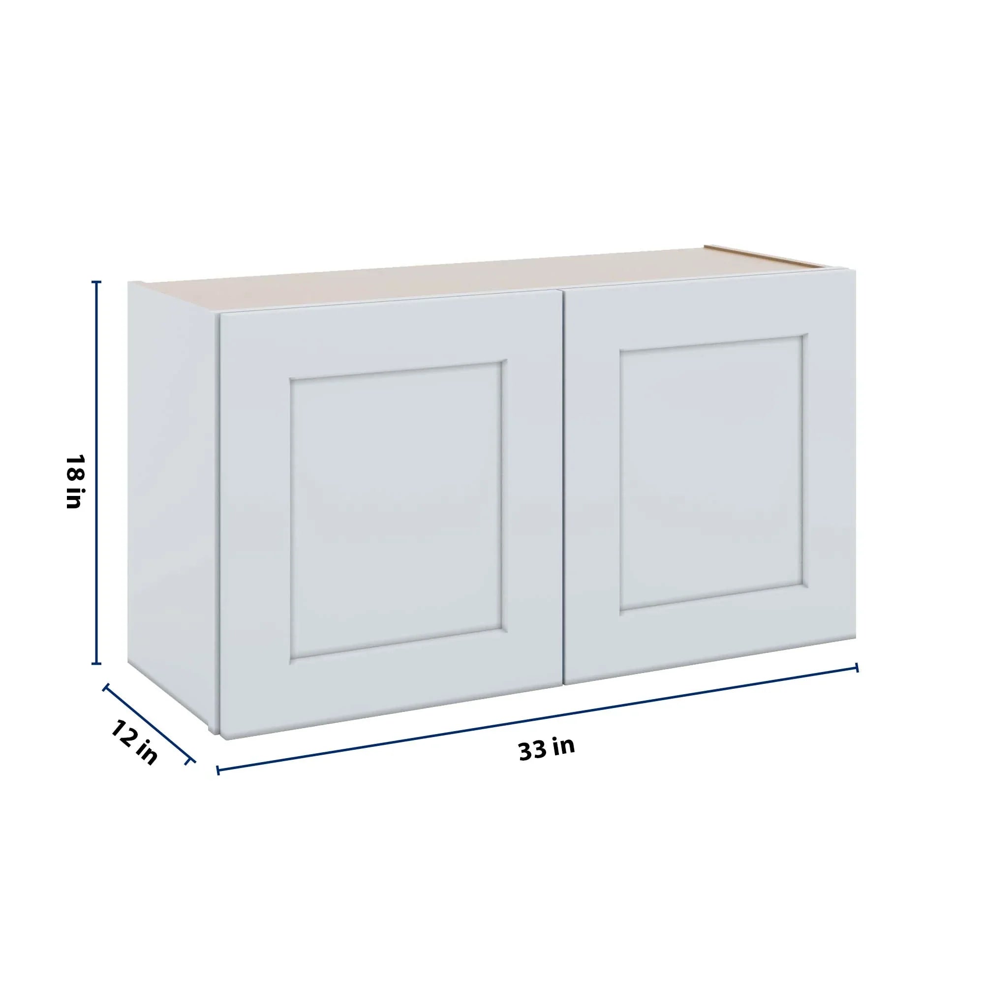 J&K White Shaker S8 Double Door Wall Cabinet - 33" W x 18" H