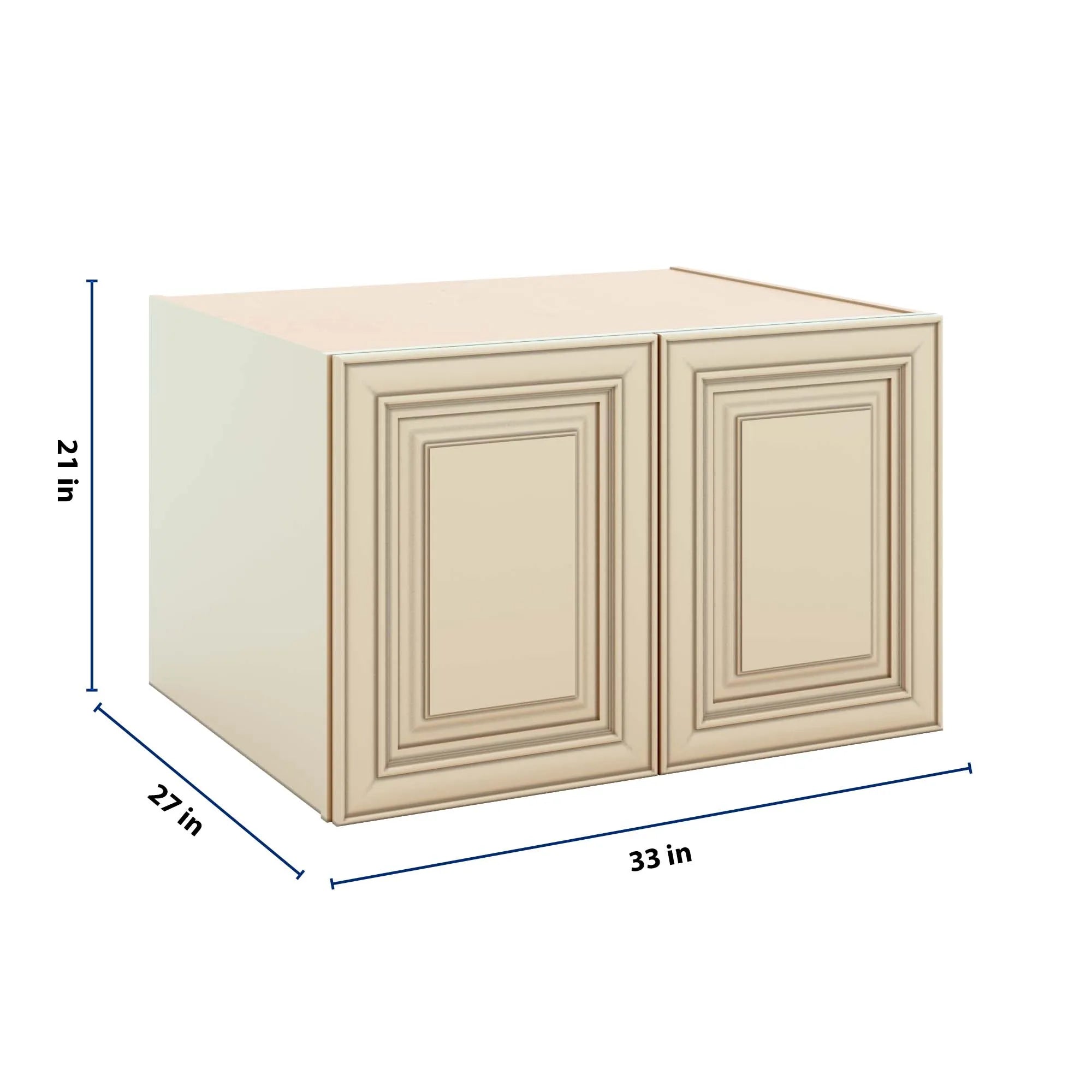 J&K Creme Glazed A7 Refrigerator Wall Cabinet - 33" W x 21" H x 27" D