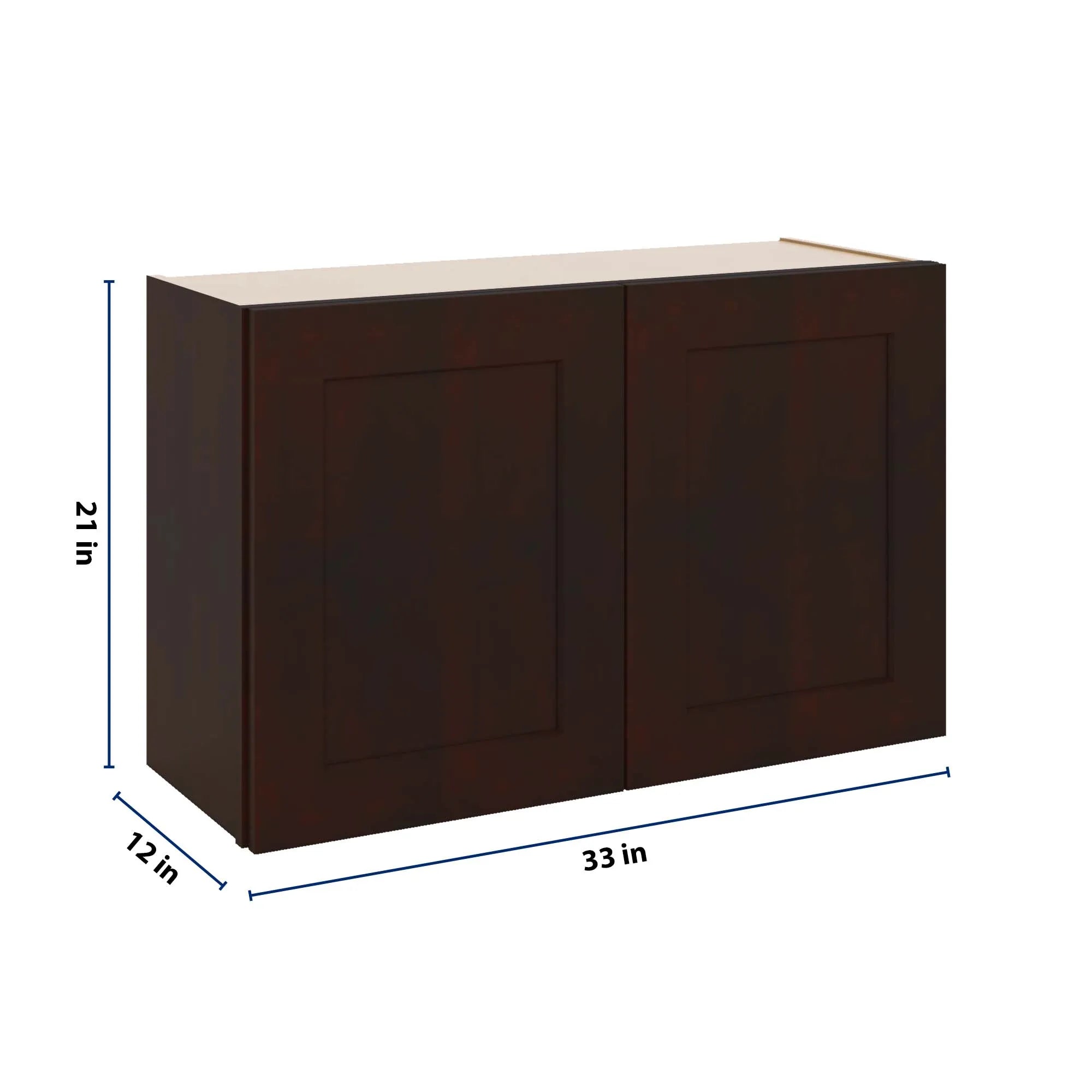 J&K Java Coffee S1 Double Door Wall Cabinet - 33" W x 21" H