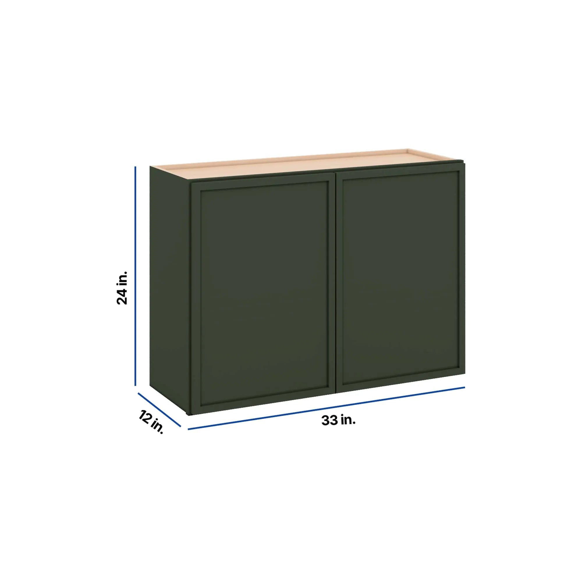 Modernform Cabinet Slim Sage Green 33" W X 24" H X 12" D Double Door Wall Cabinet