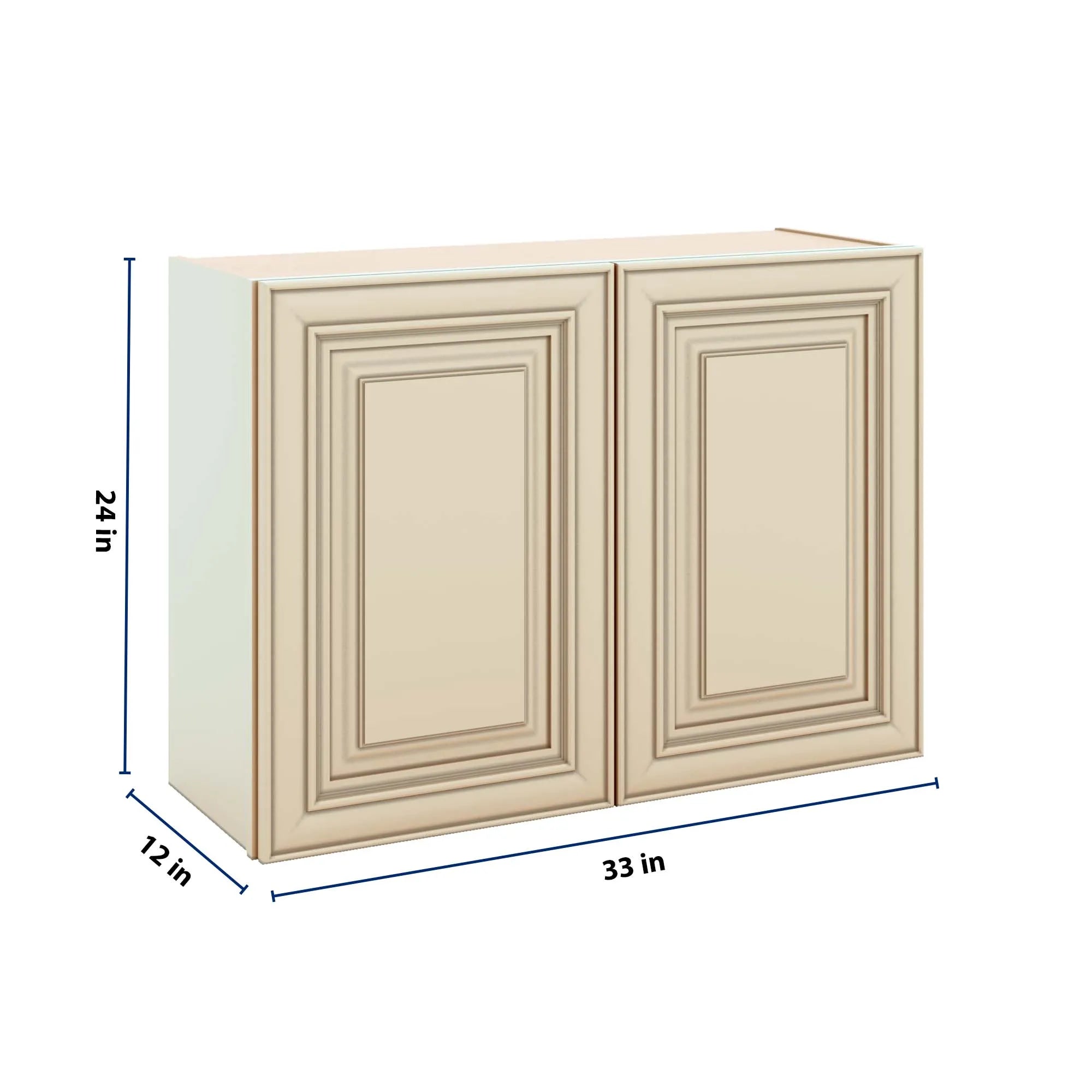 J&K Creme Glazed A7 Double Door Wall Cabinet - 33" W x 24" H