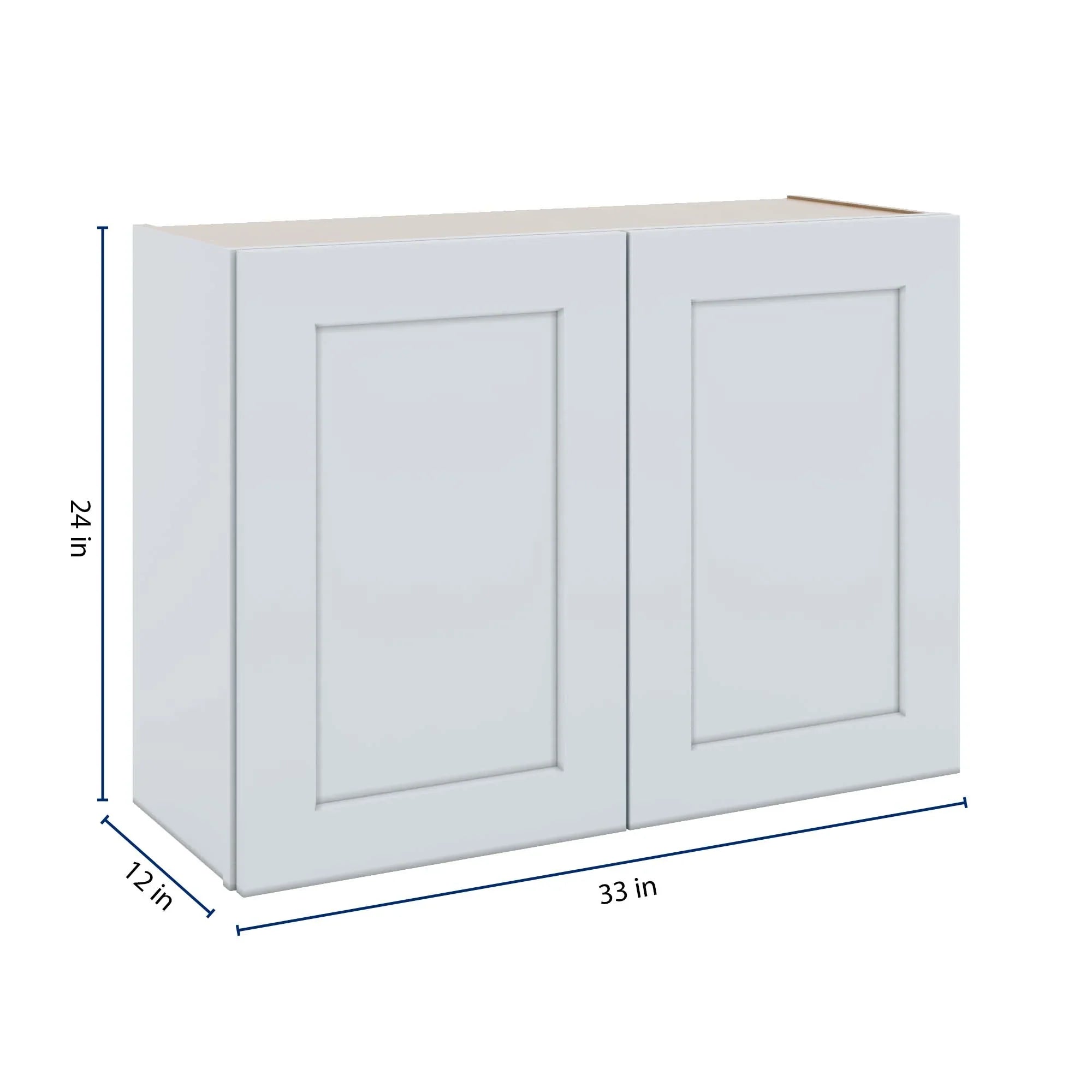 J&K White Shaker S8 Double Door Wall Cabinet - 33" W x 24" H
