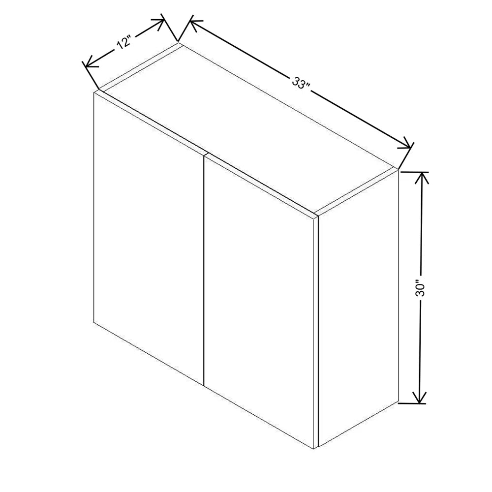 CNC Classic Milano Obsidian 33" W X 30" H Double Door Wall Cabinet