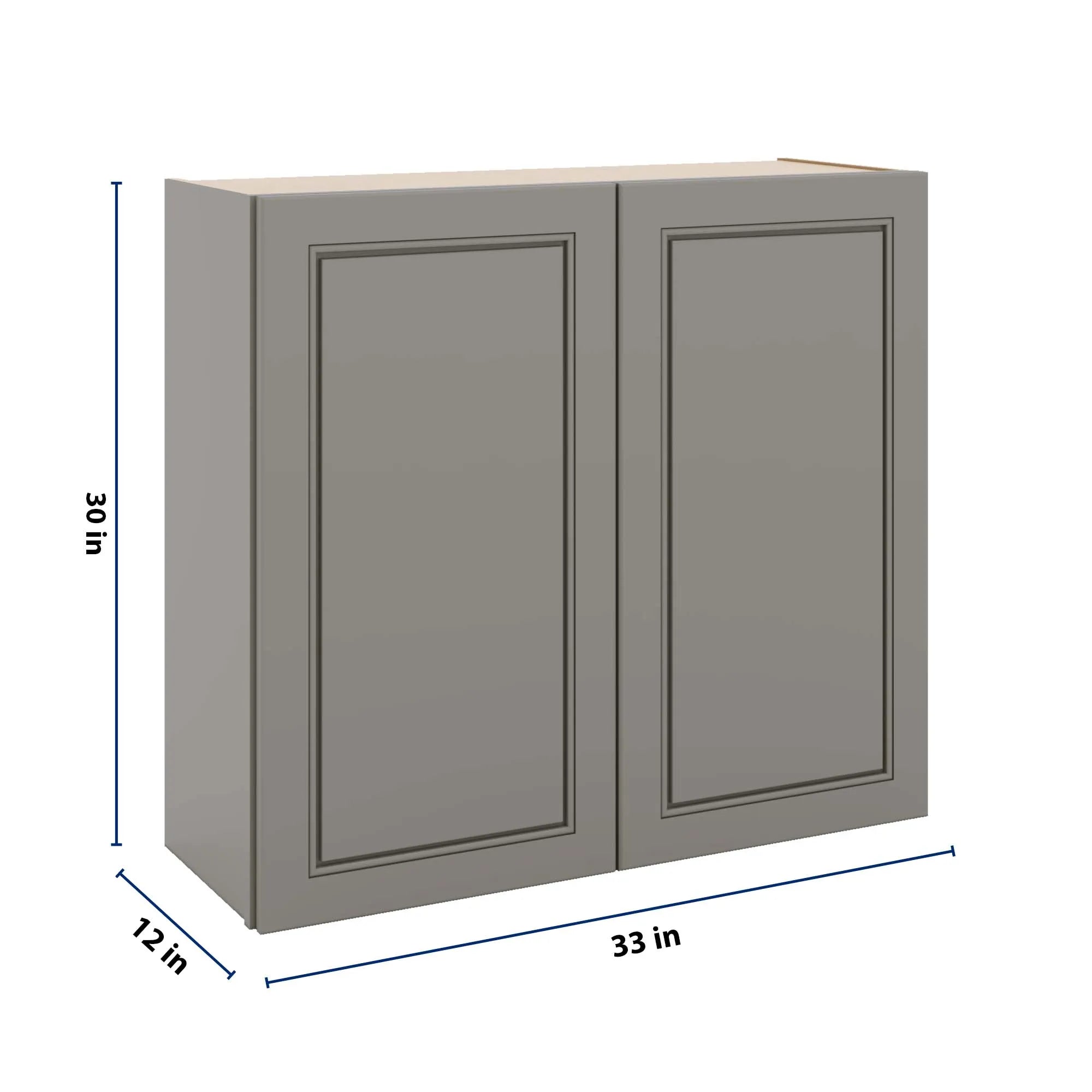 J&K Greige K3 Double Door Wall Cabinet - 33" W x 30" H