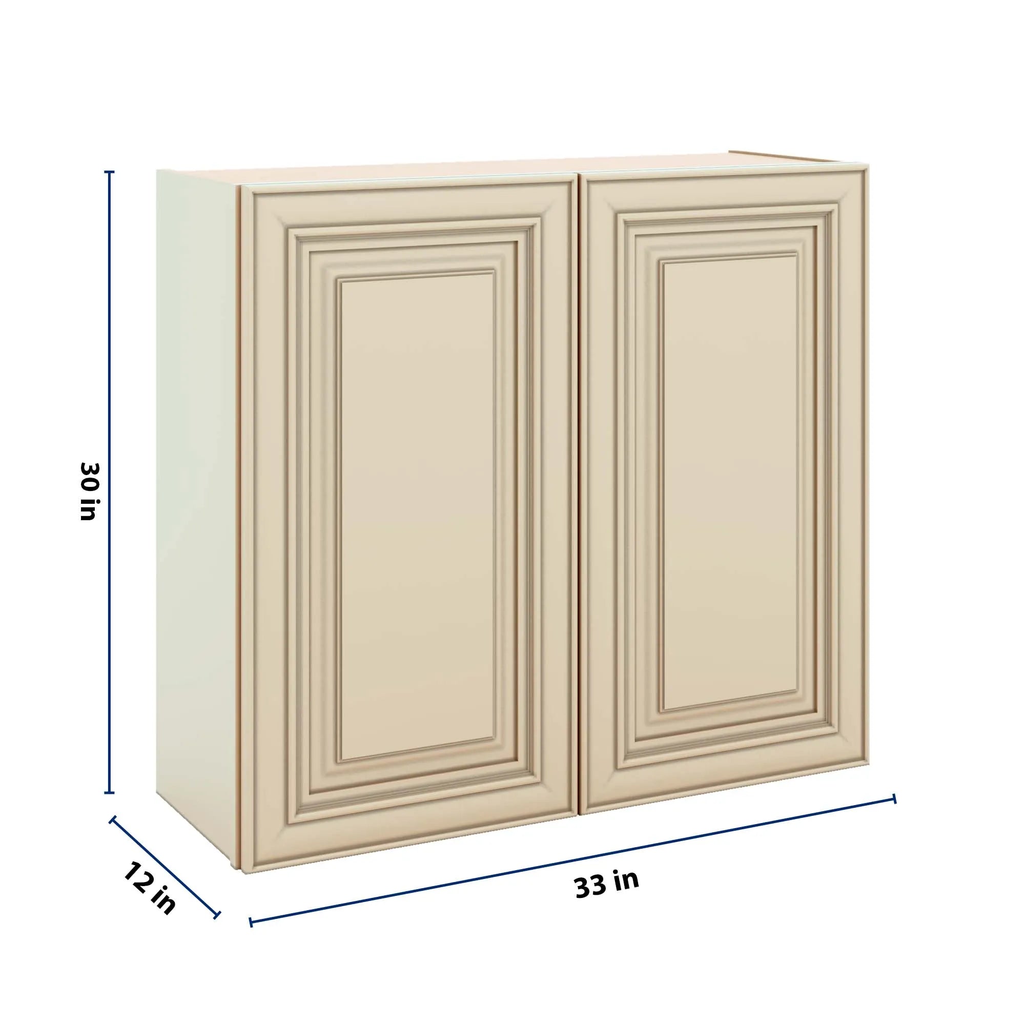 J&K Creme Glazed A7 Double Door Wall Cabinet - 33" W x 30" H