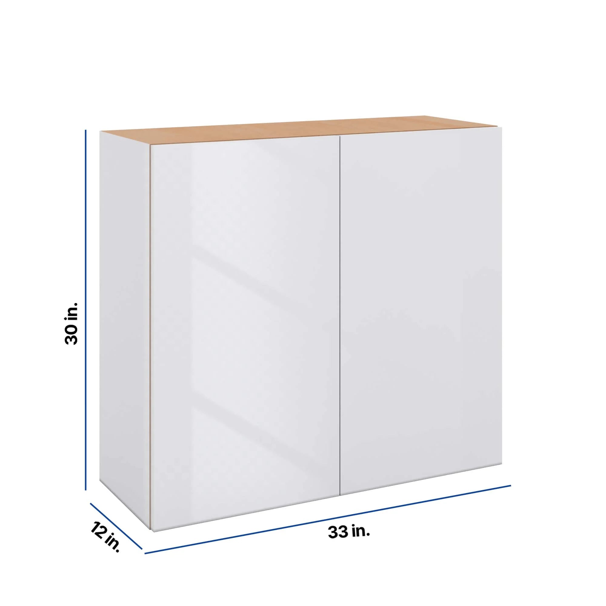 Modernform Cabinet Gloss White 33" W X 30" H X 12" D Double Door Wall Cabinet