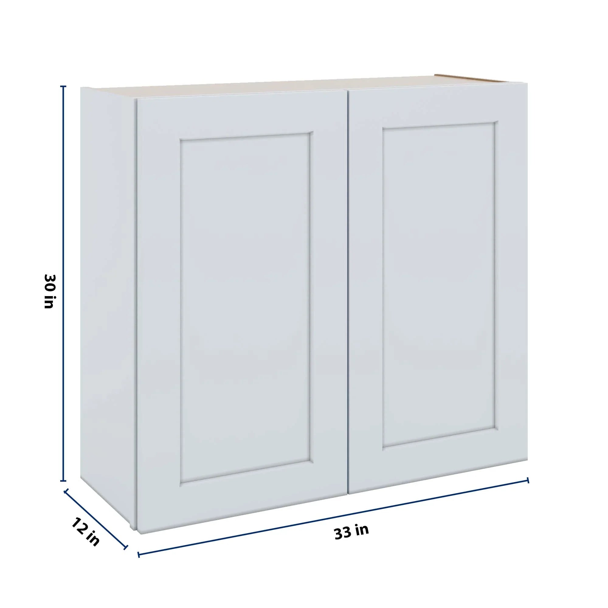 J&K White Shaker S8 Double Door Wall Cabinet - 33" W x 30" H