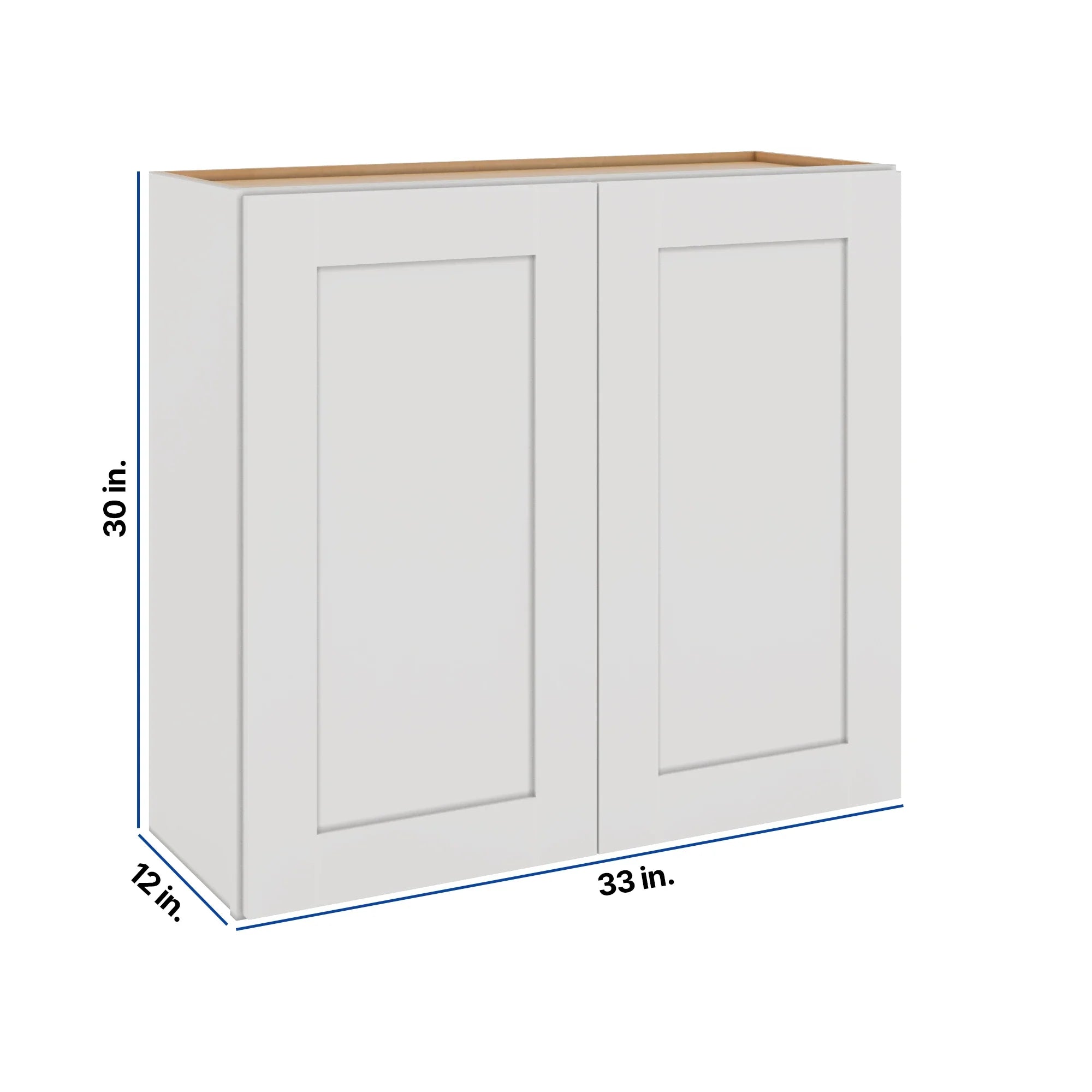 Modernform Cabinet White Shaker 33" W X 30" H X 12" D Double Door Wall Cabinet