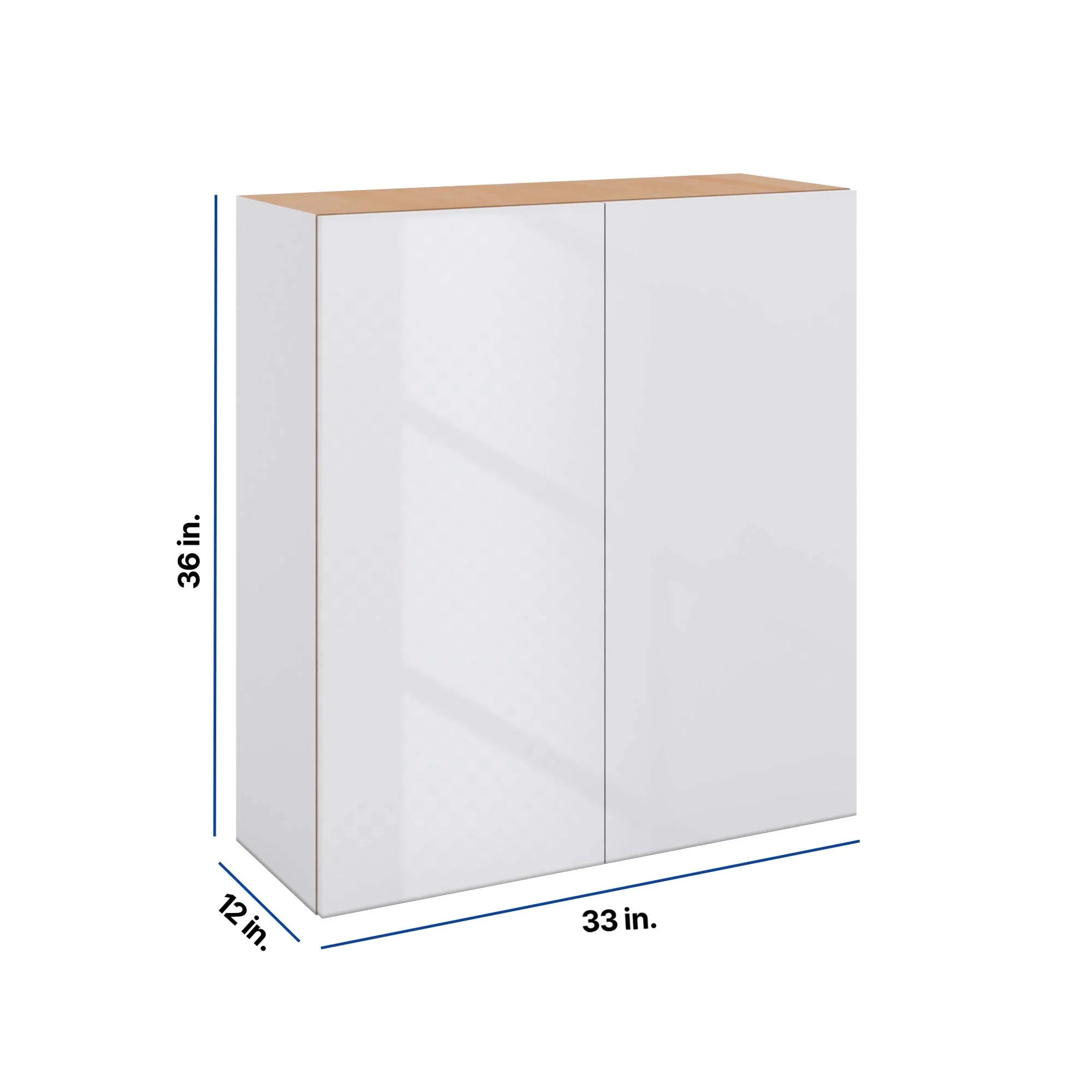 Modernform Cabinet Gloss White 33" W X 36" H X 12" D Double Door Wall Cabinet