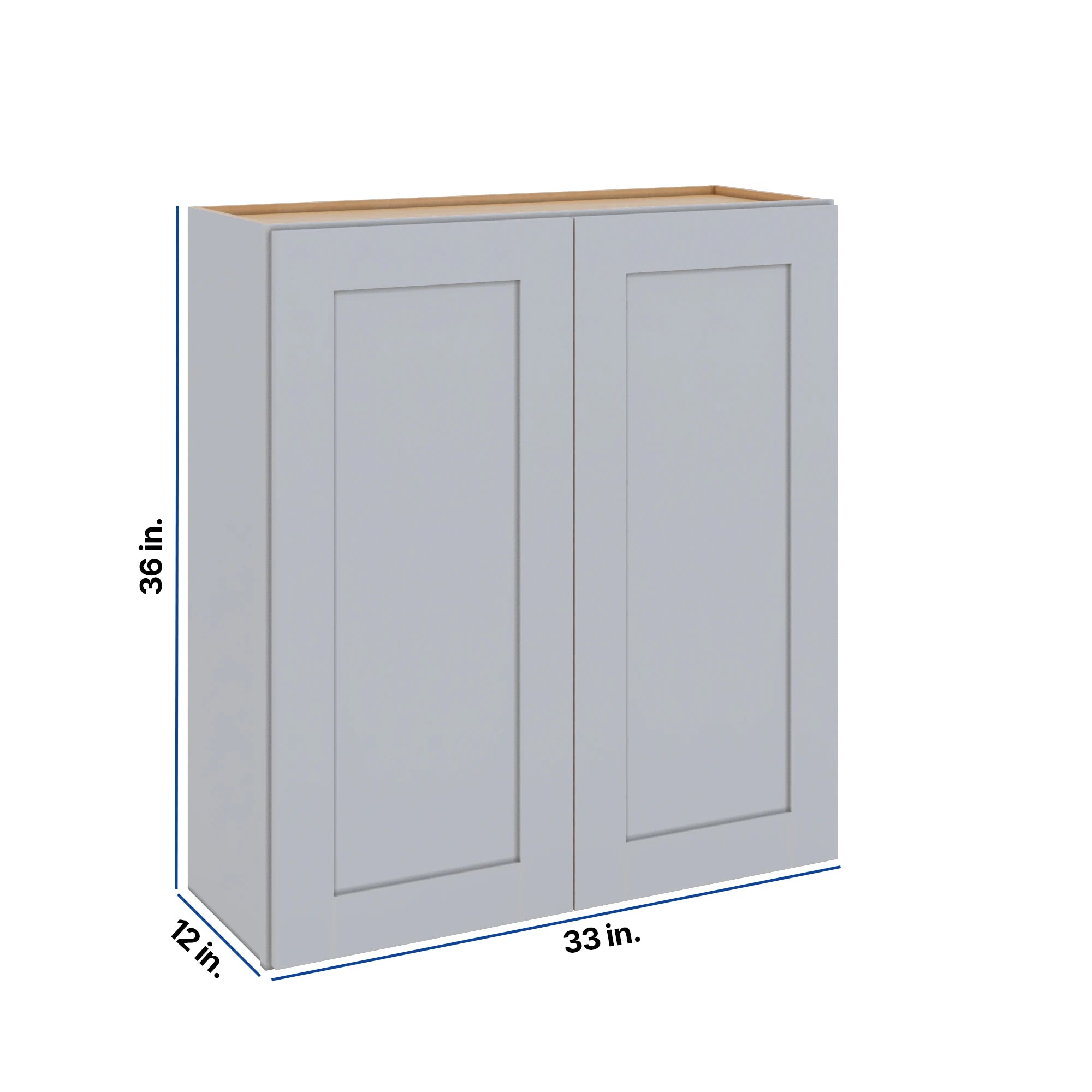 Modernform Cabinet Grey Shaker 33" W X 36" H X 12" D Double Door Wall Cabinet