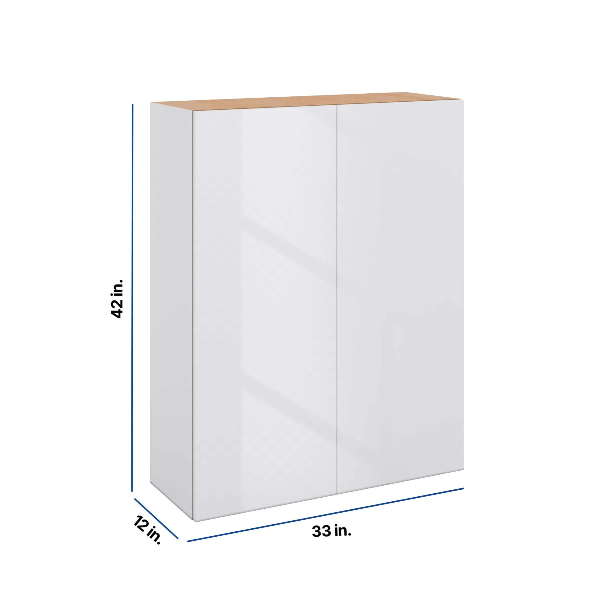 Modernform Cabinet Gloss White 33" W X 42" H X 12" D Double Door Wall Cabinet