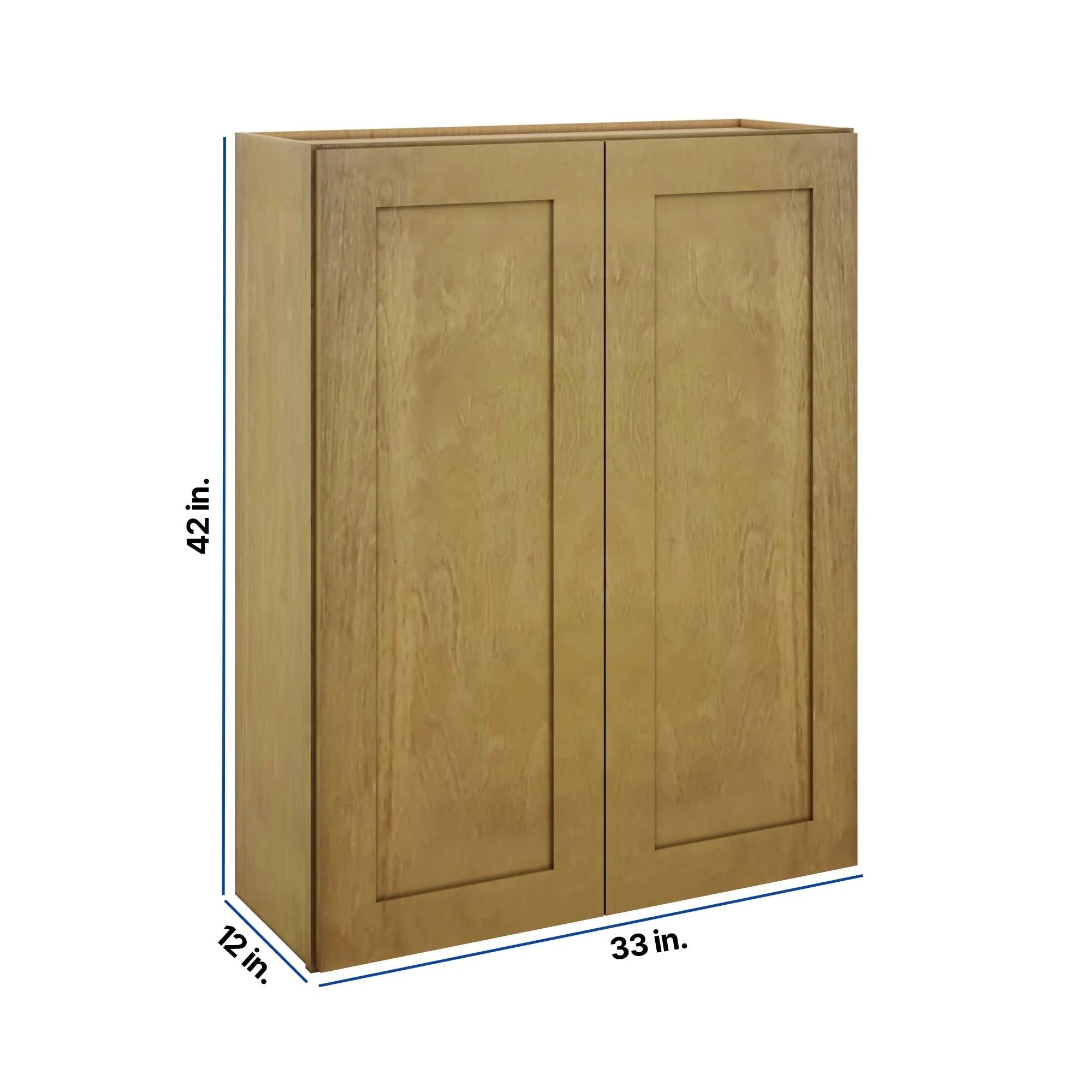 Modernform Cabinet Natural Shaker 33" W X 42" H X 12" D Double Door Wall Cabinet