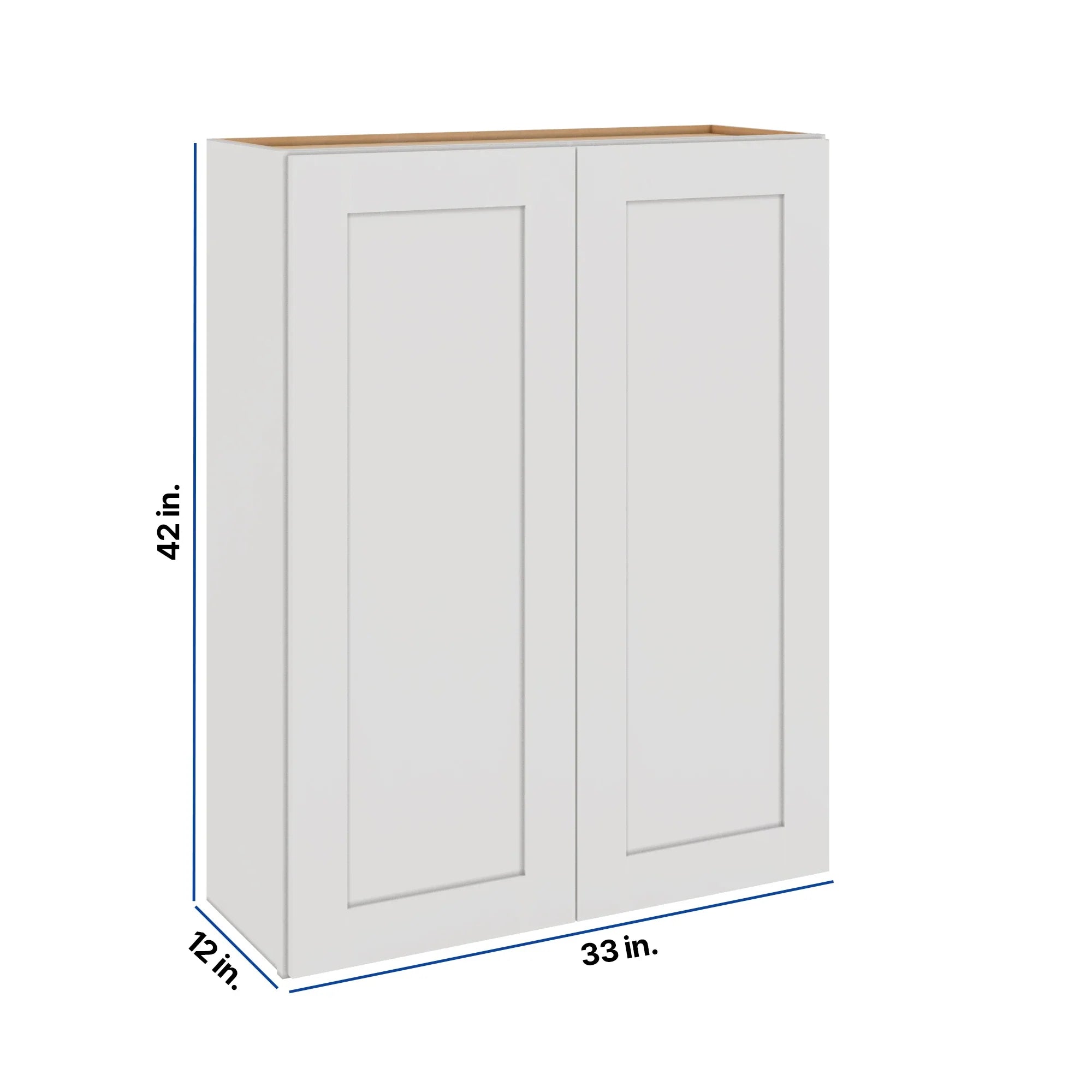 Modernform Cabinet White Shaker 33" W X 42" H X 12" D Double Door Wall Cabinet
