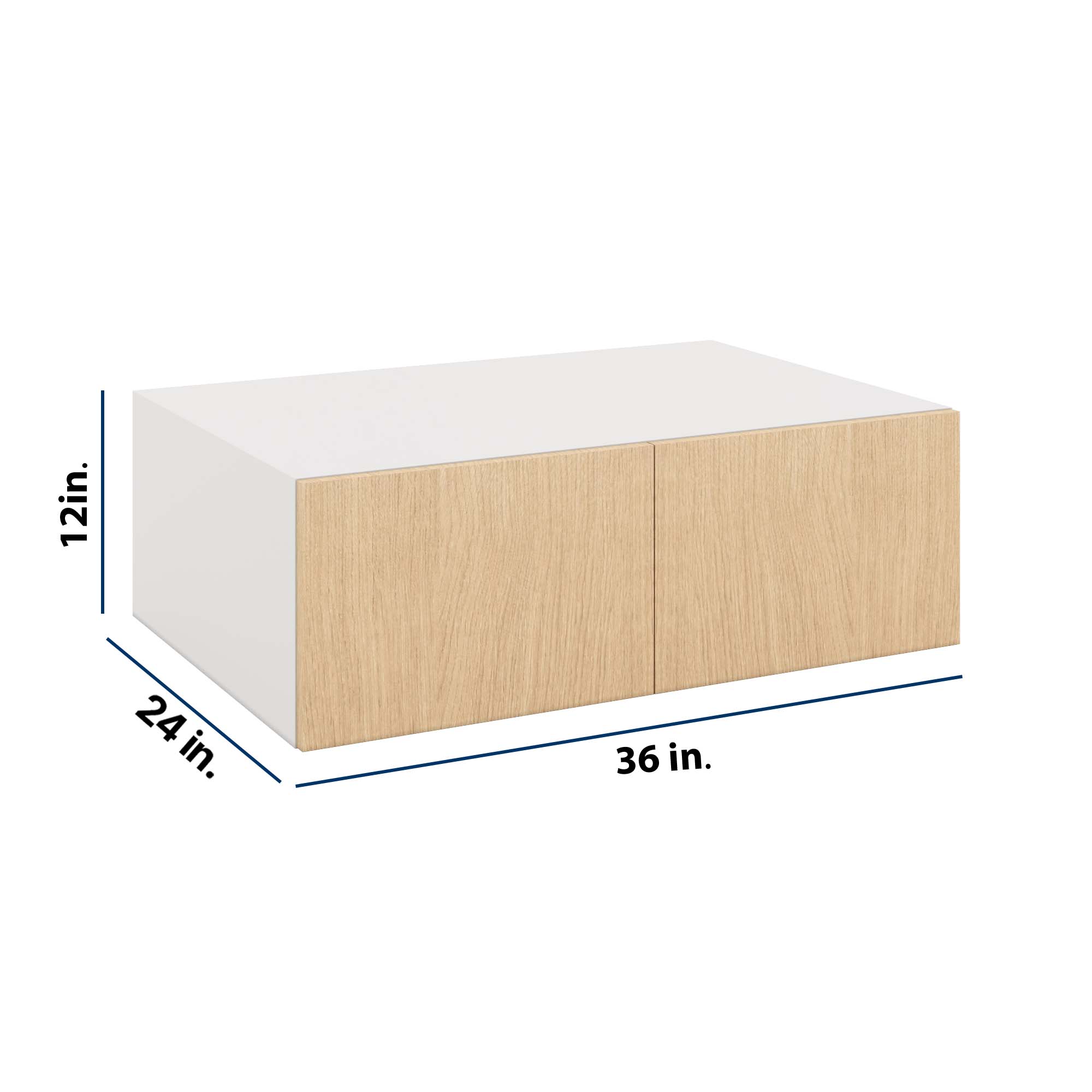 Modernform Cabinet Natural Oak 36" W X 12" H X 24" D Double Door Wall Cabinet
