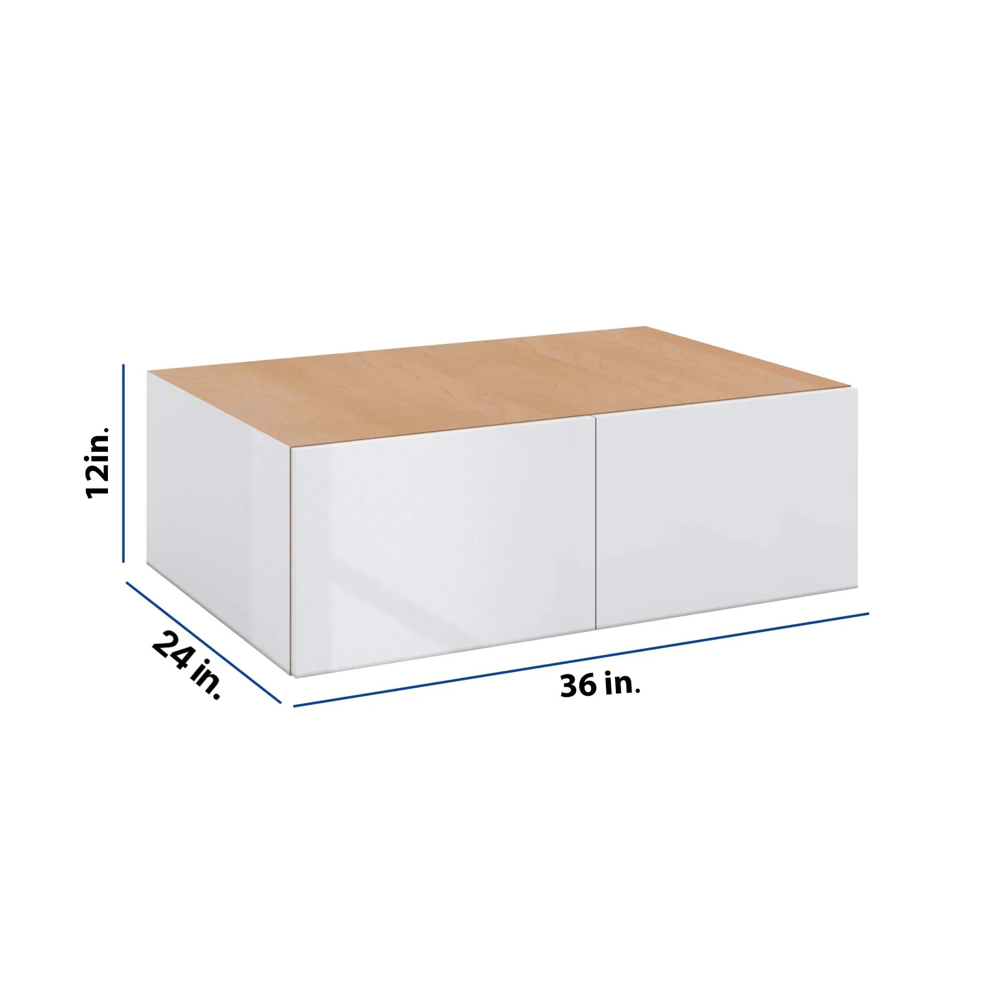 Modernform Cabinet Gloss White 36" W X 12" H X 24" D Double Door Wall Cabinet