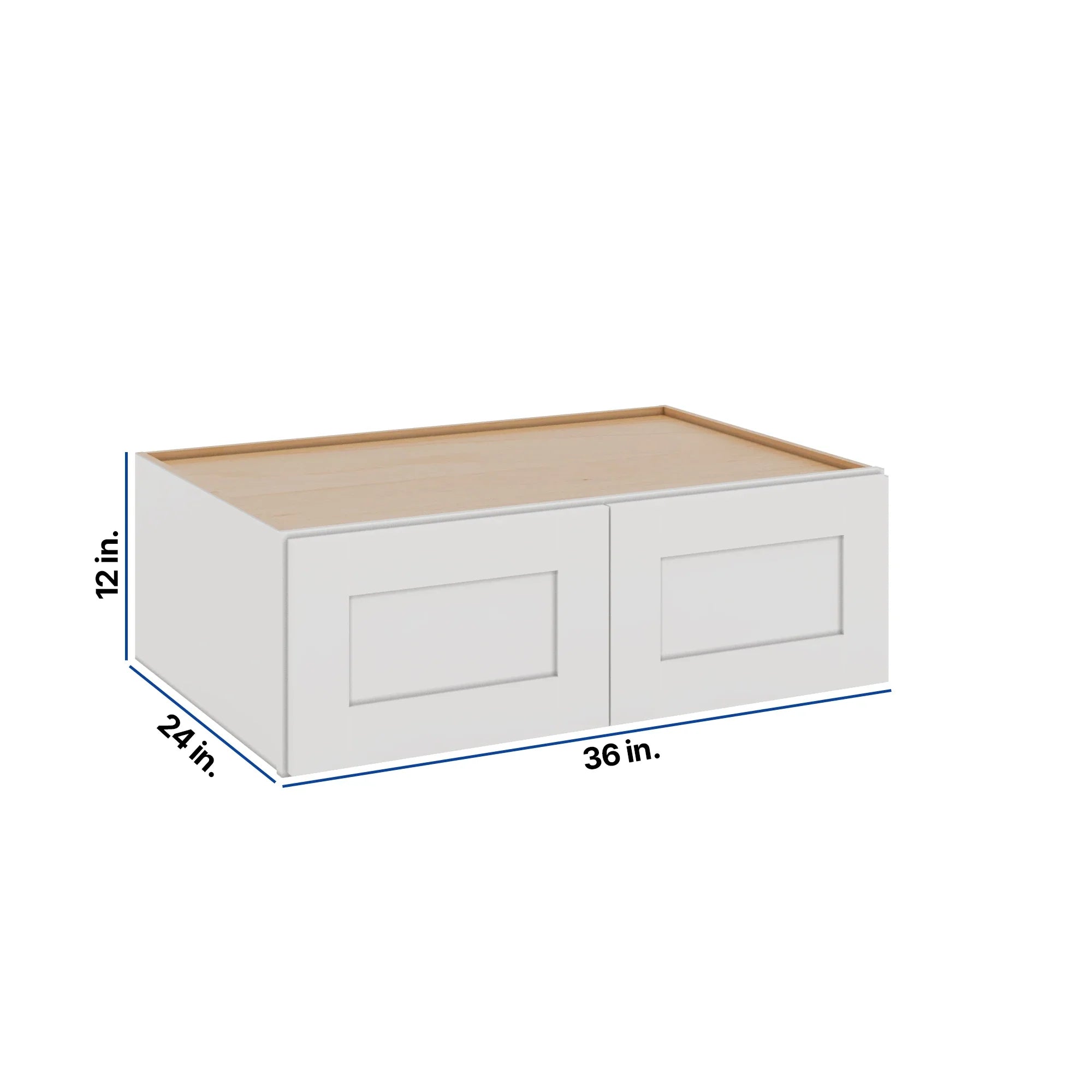 Modernform Cabinet White Shaker 36" W X 12" H X 24" D Double Door Wall Cabinet