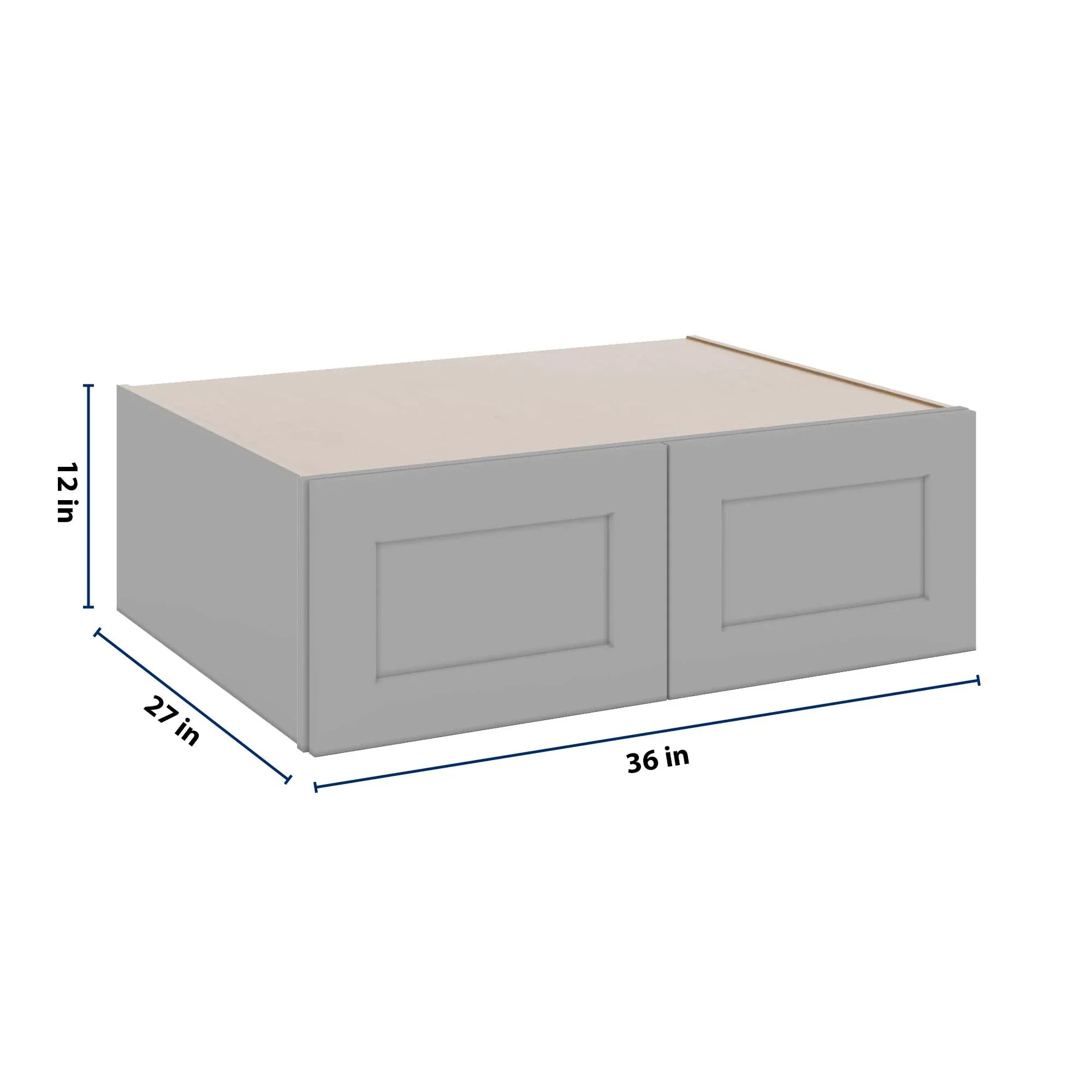J&K Castle Grey S5 Refrigerator Wall Cabinet - 36" W x 12" H x 27" D
