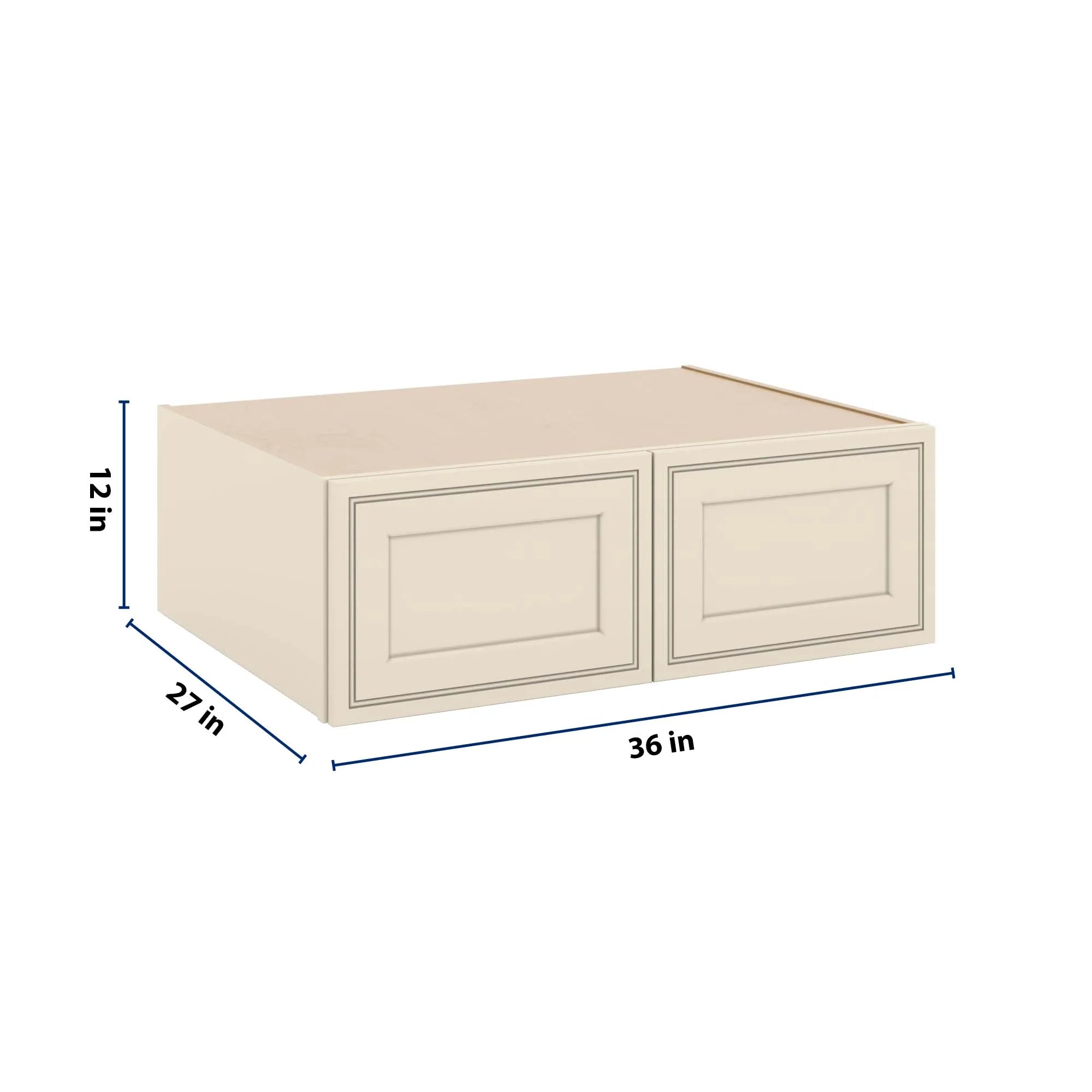 J&K Pearl Glazed H9 Refrigerator Wall Cabinet - 36" W x 12" H x 27" D