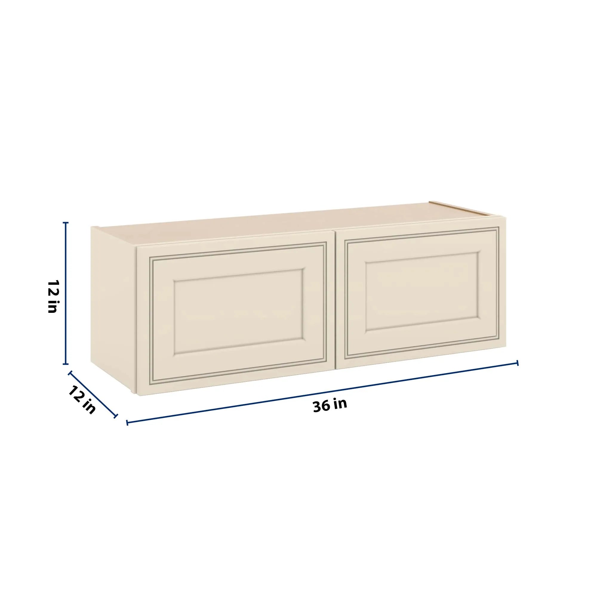 J&K Pearl Glazed H9 Double Door Wall Cabinet - 36" W x 12" H