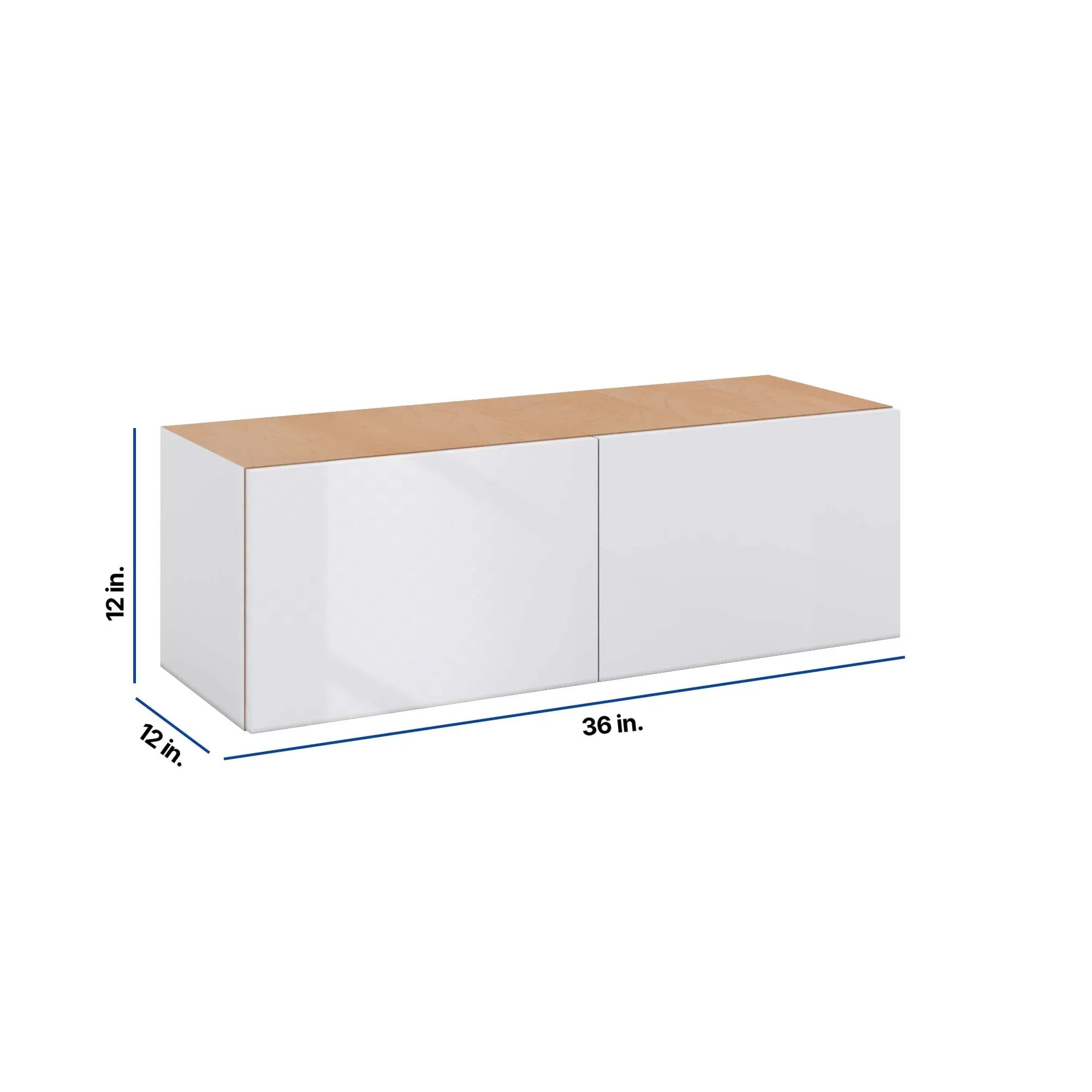 Modernform Cabinet Gloss White 36" W X 12" H X 12" D Double Door Wall Cabinet