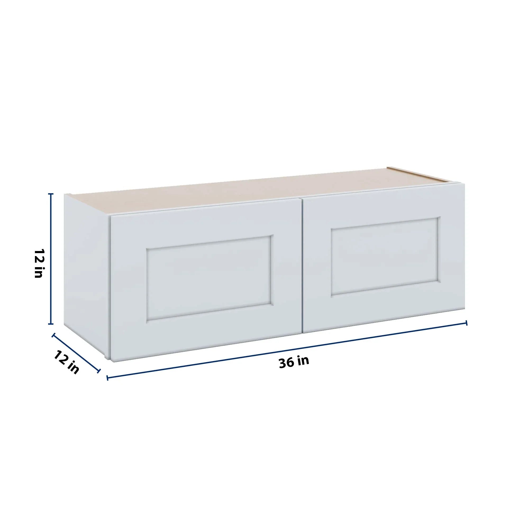 J&K White Shaker S8 Double Door Wall Cabinet - 36" W x 12" H
