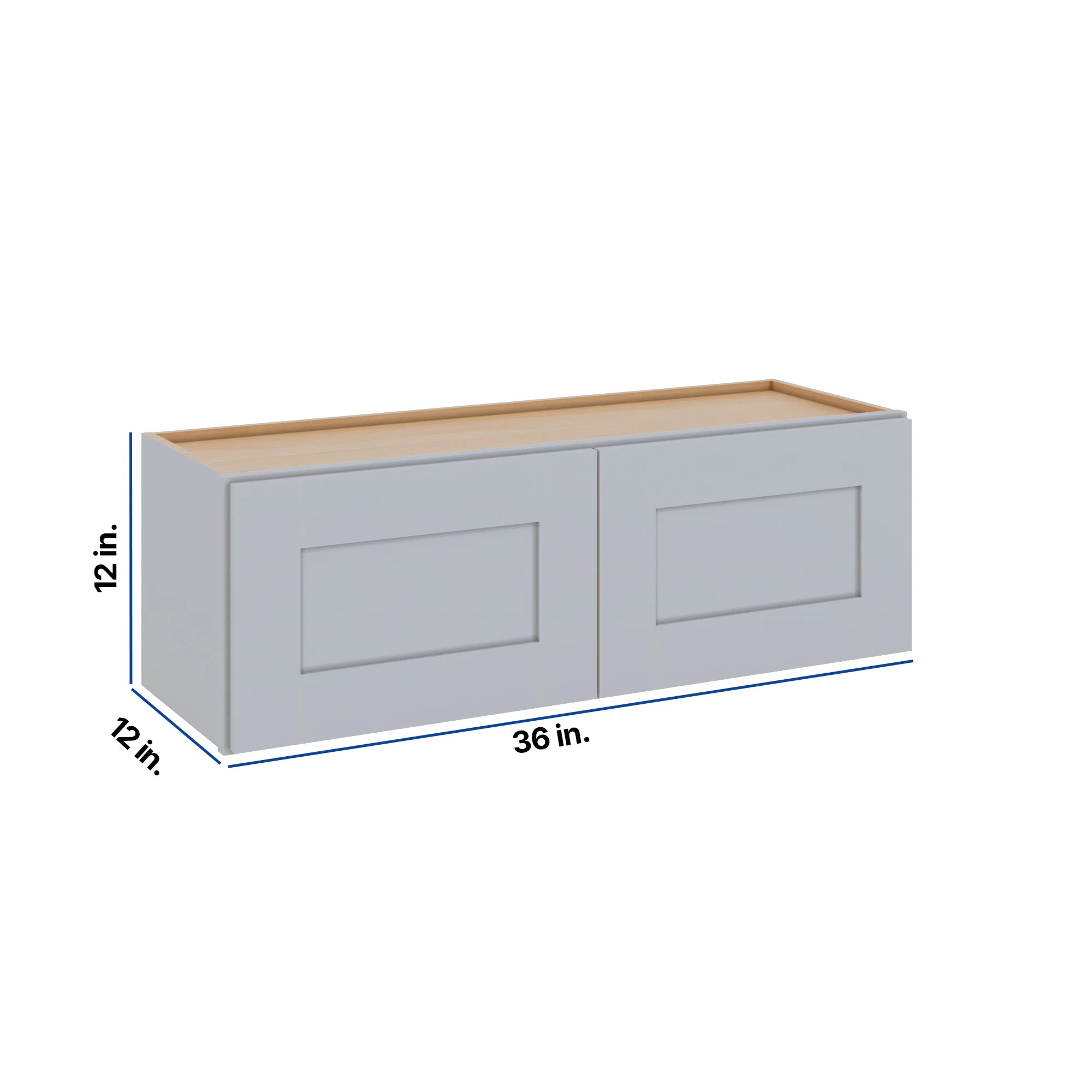 Modernform Cabinet Grey Shaker 36" W X 12" H X 12" D Double Door Wall Cabinet