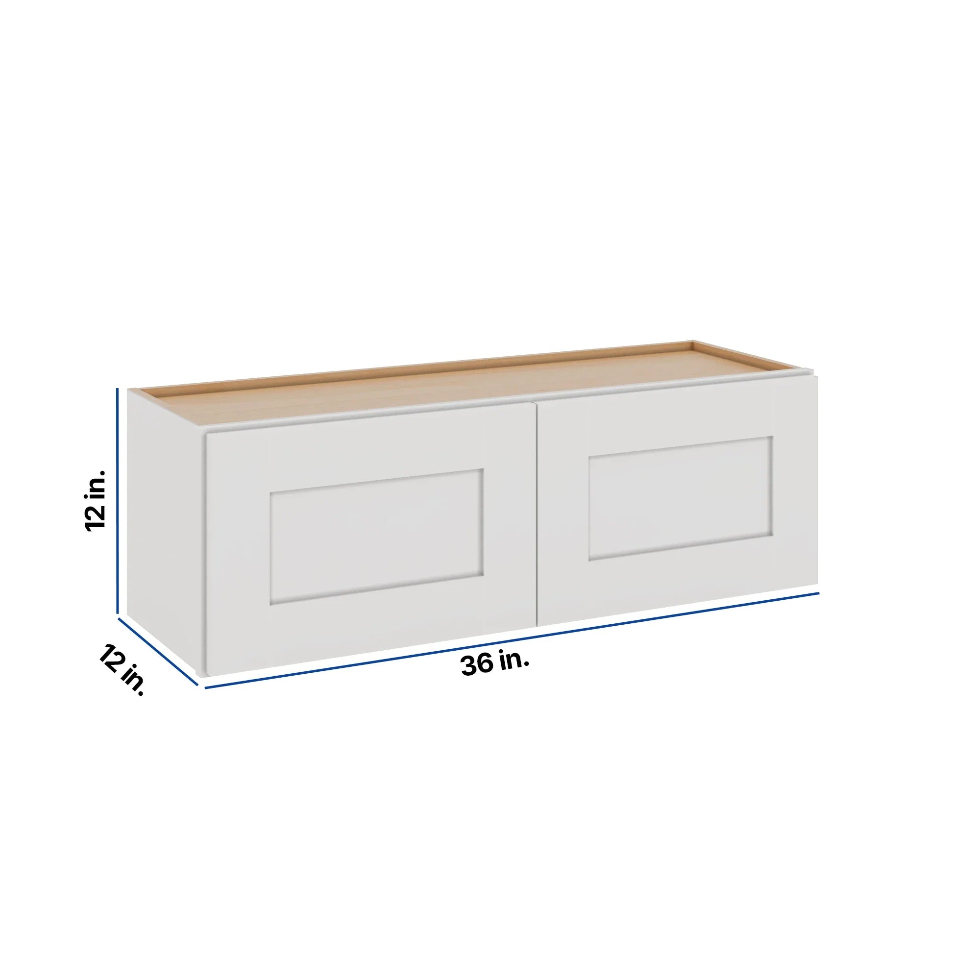 Modernform Cabinet White Shaker 36" W X 12" H X 12" D Double Door Wall Cabinet