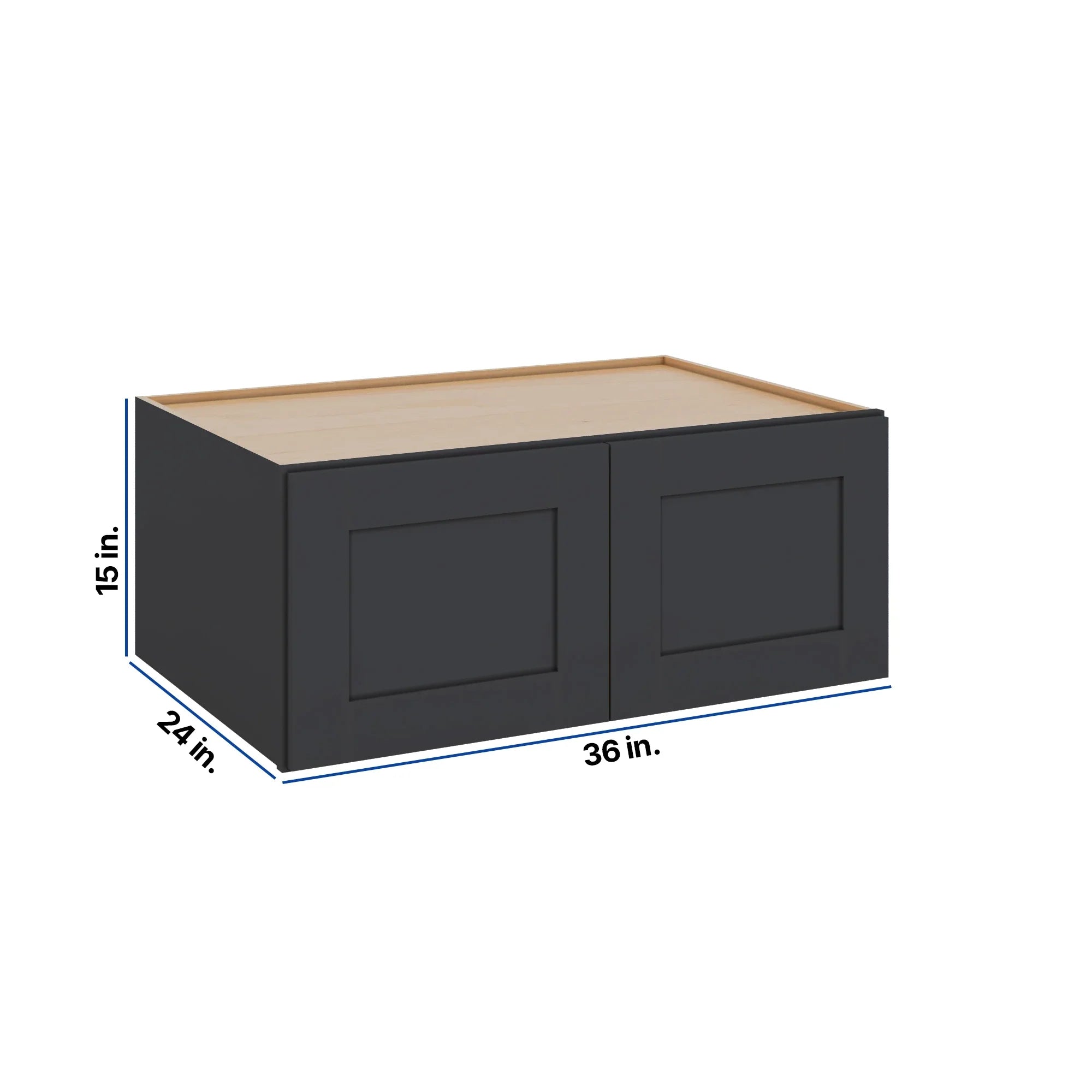 Modernform Cabinet Onyx Black Shaker 36" W X 15" H X 24" D Double Door Wall Cabinet